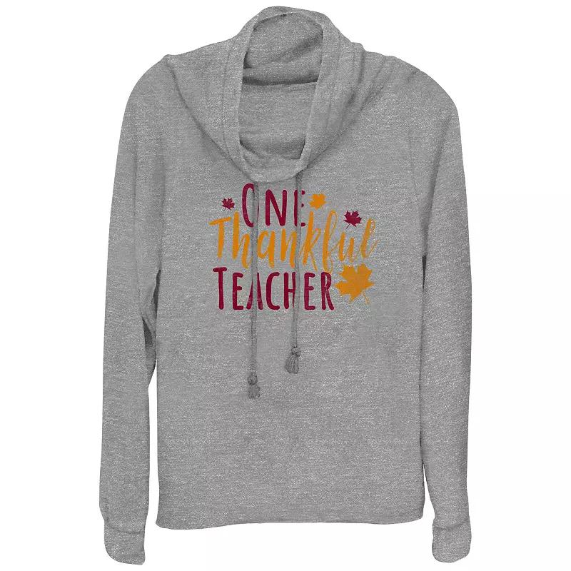 Women's One Thankful Teacher Cowlneck Graphic Lightweight Long Sleeve,  Product Image
