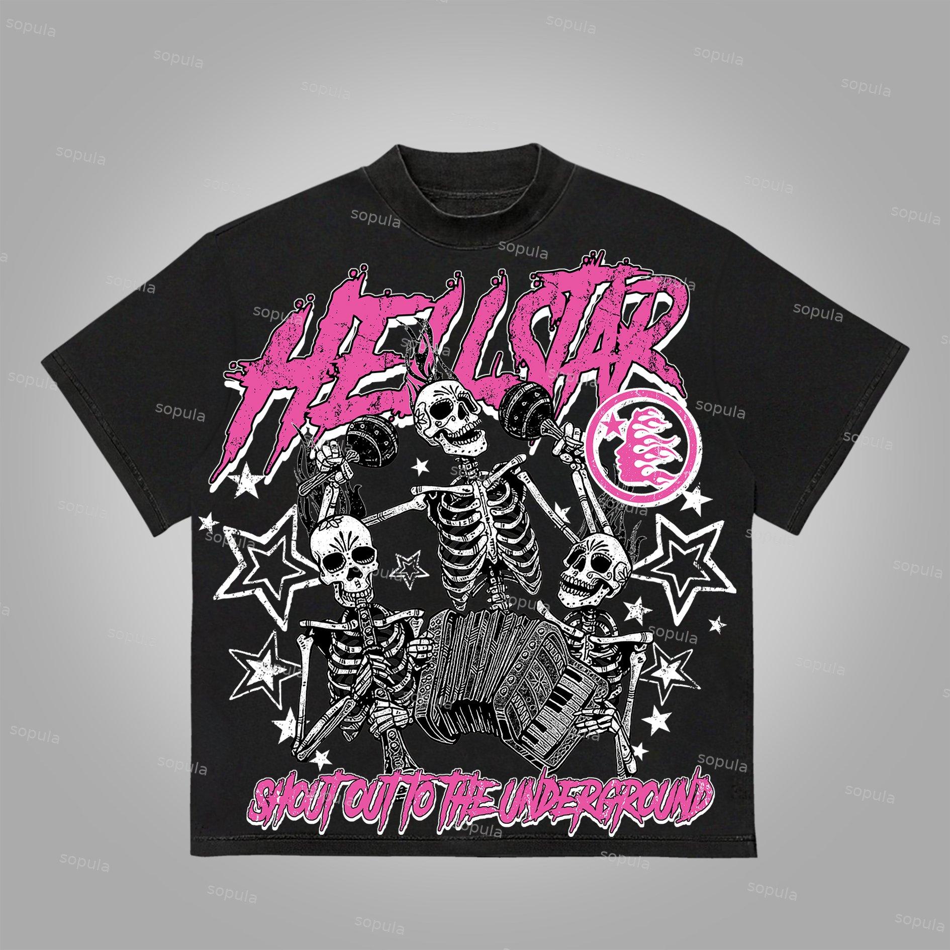 Sopula Flaming Skull Graphic Print Cotton T-Shirt Product Image