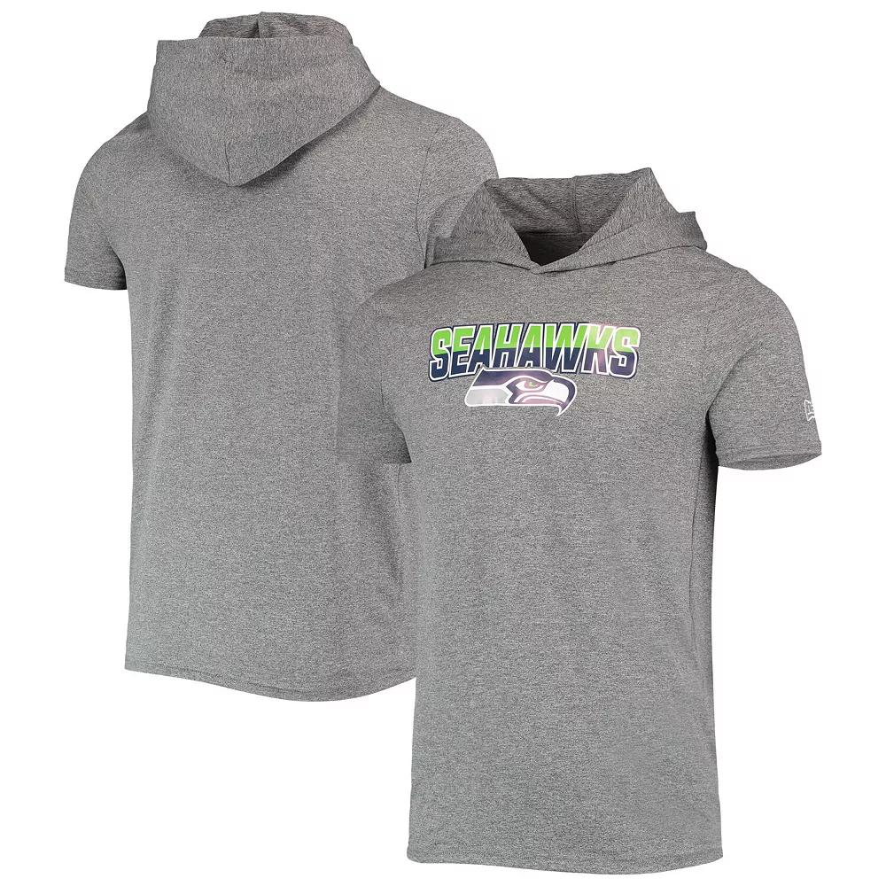Men's New Era Heathered Gray Seattle Seahawks Team Brushed Hoodie T-Shirt,  Product Image