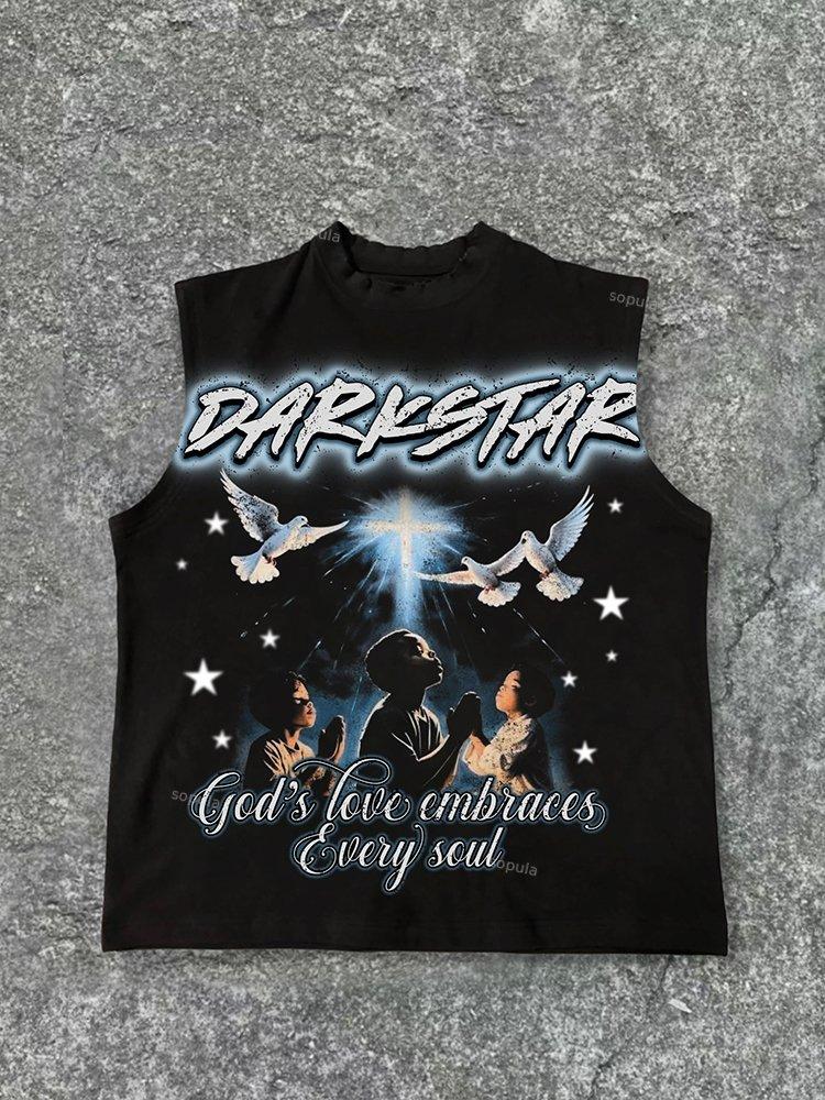 Darkstar - Pray To God - Vintage Print Pattern Cotton Tank Top Product Image