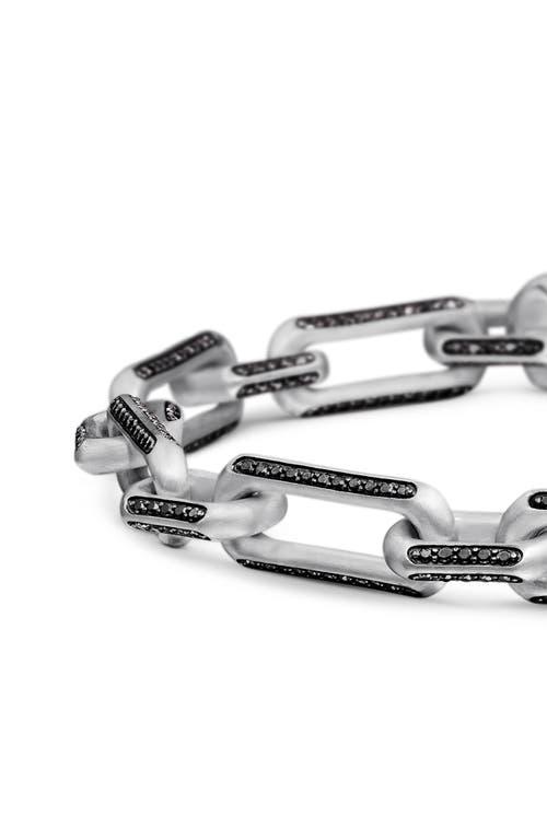 David Yurman Mens Elongated Open Link Chain Bracelet in Sterling Silver with Black Diamonds, 8mm Product Image