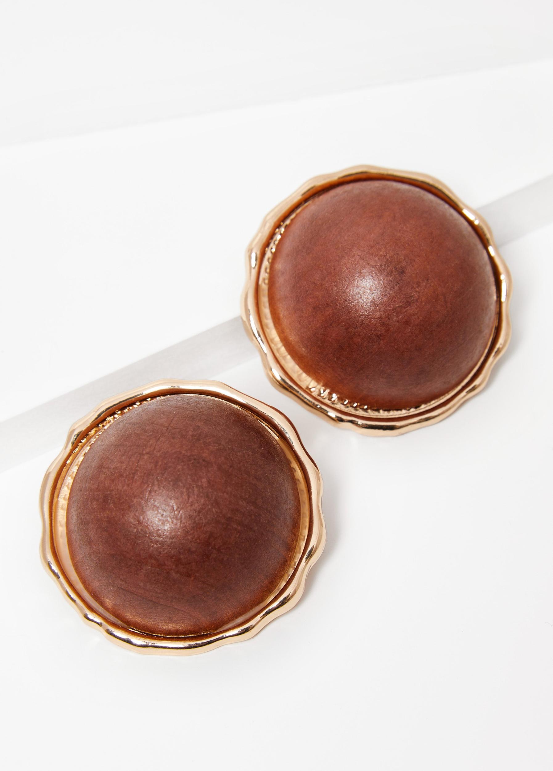 Wood Dome Stud Earrings Product Image