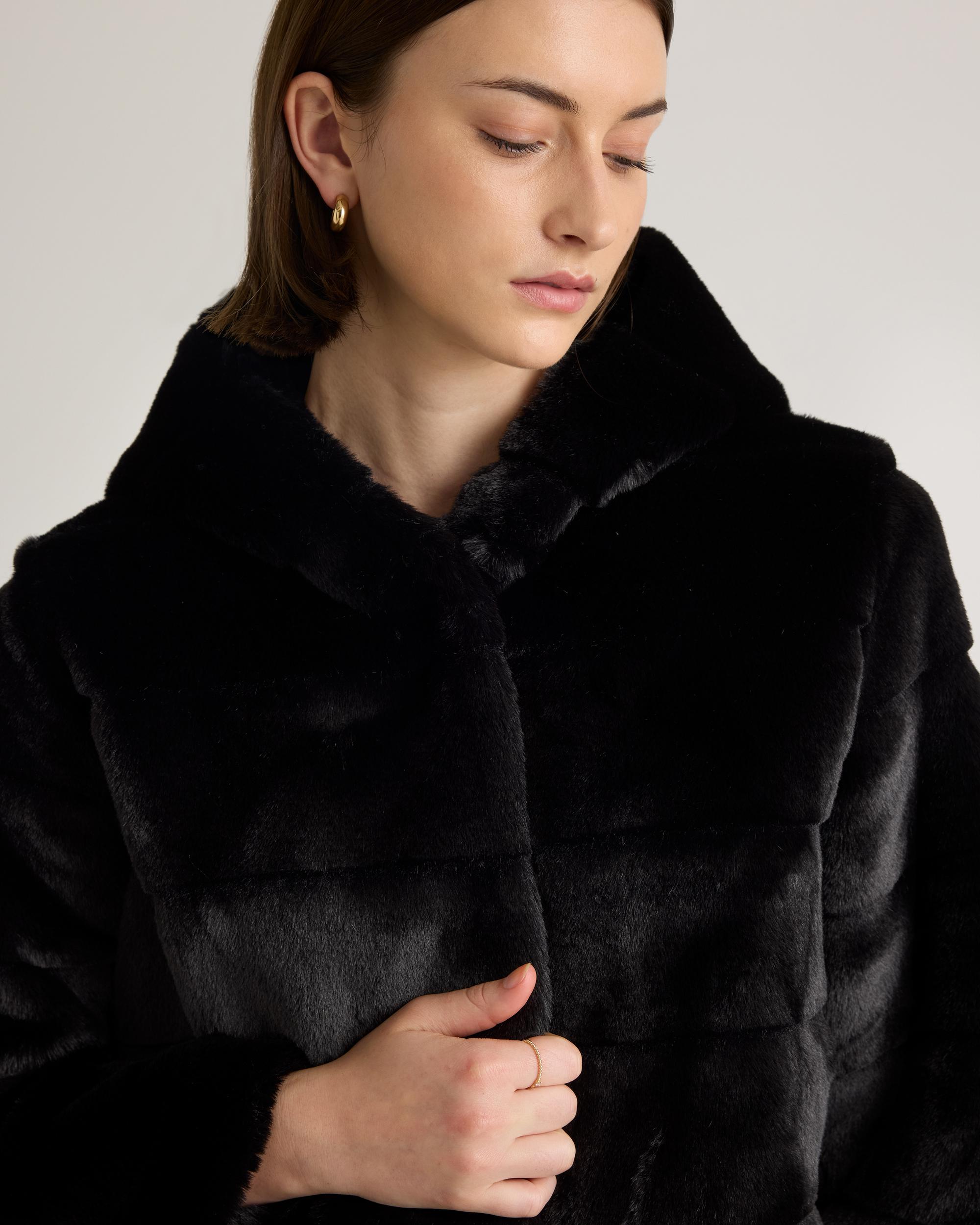 Quince | Women's Hooded Faux Fur Jacket Size XL, Recycled Polyester Product Image
