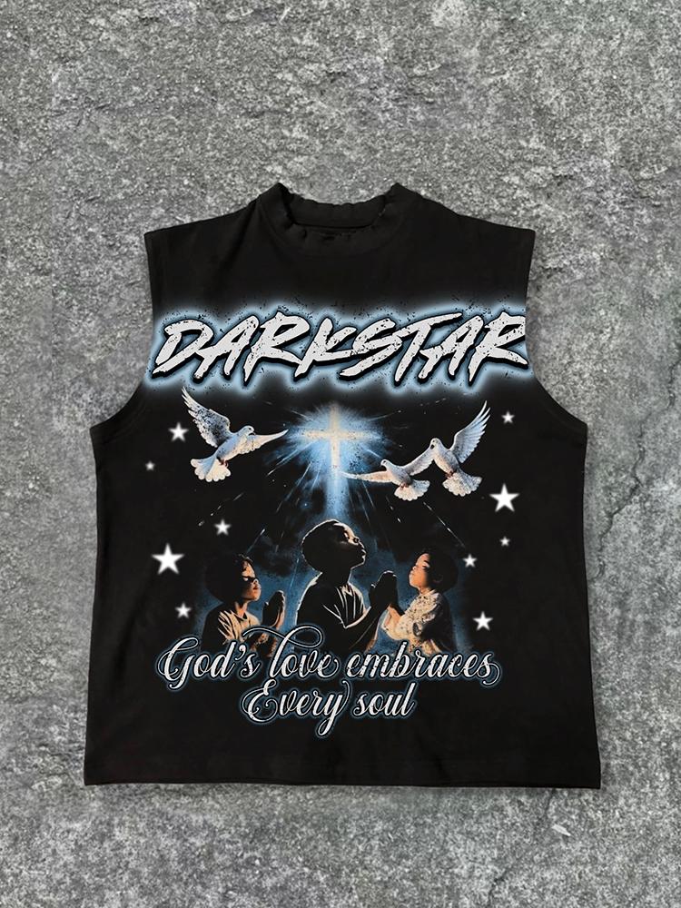 Darkstar - Pray To God - Vintage Print Pattern Cotton Tank Top Product Image