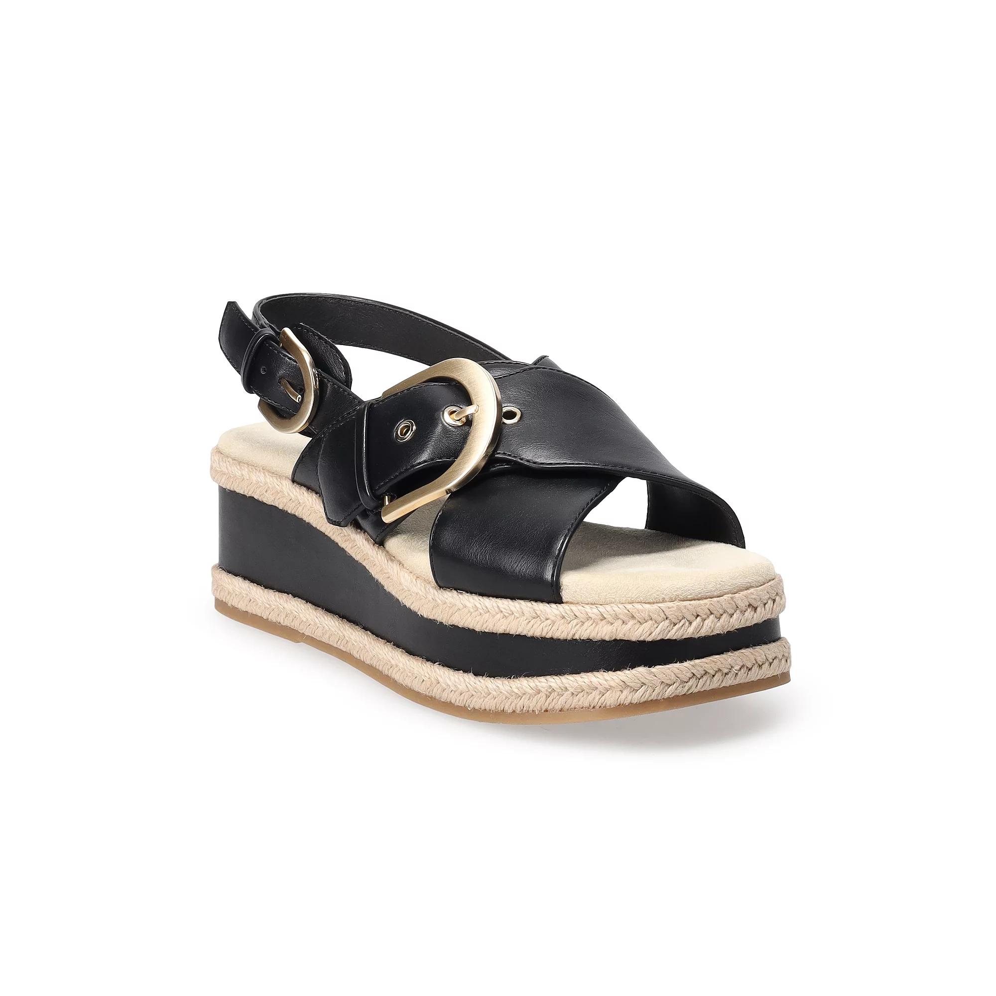 Sonoma Goods For Life® Cianna Buckle Women's Flatform Sandals, Size: 9, Black Product Image