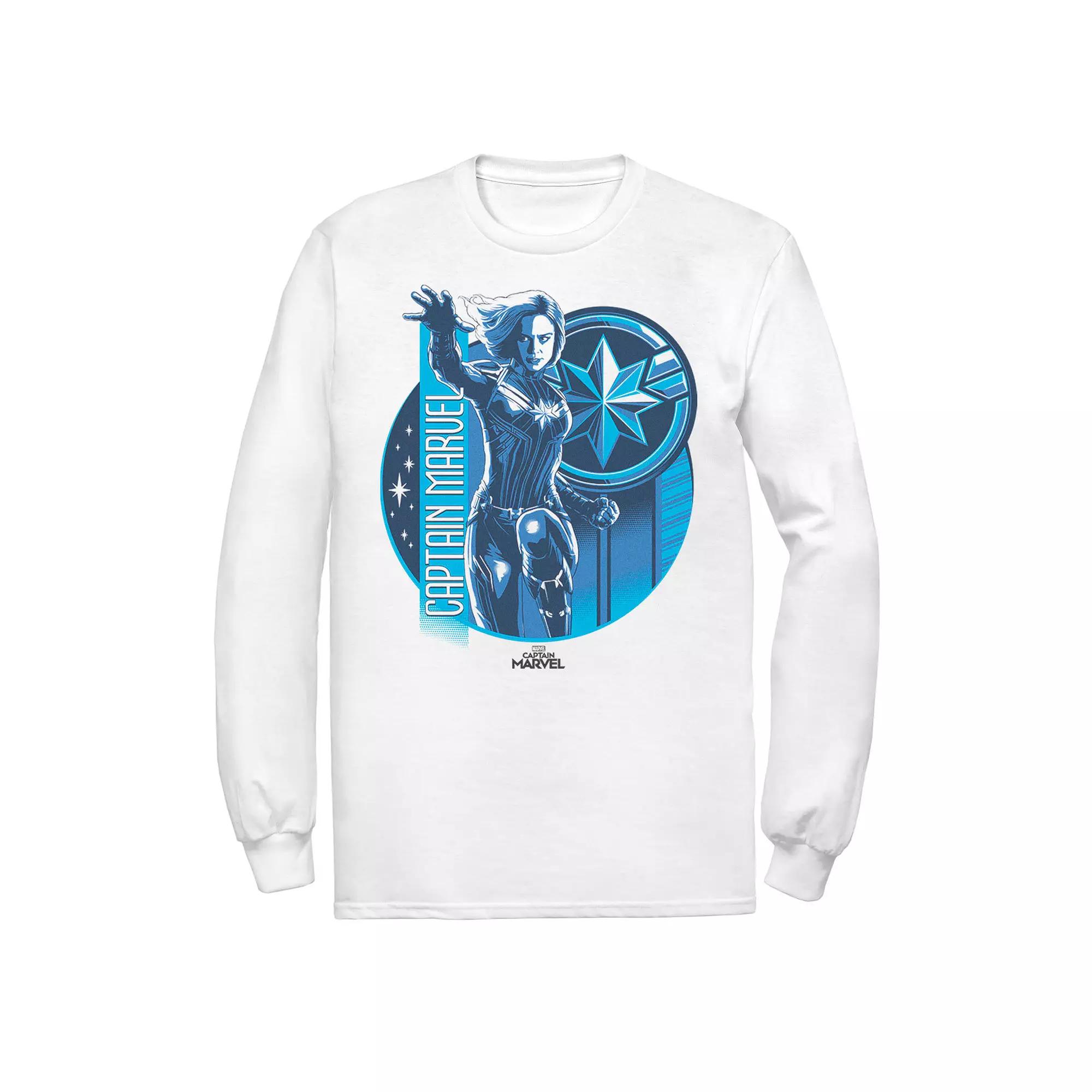 Men's Marvel Captain Marvel Reflective Blue Circle Logo Tee,  Product Image