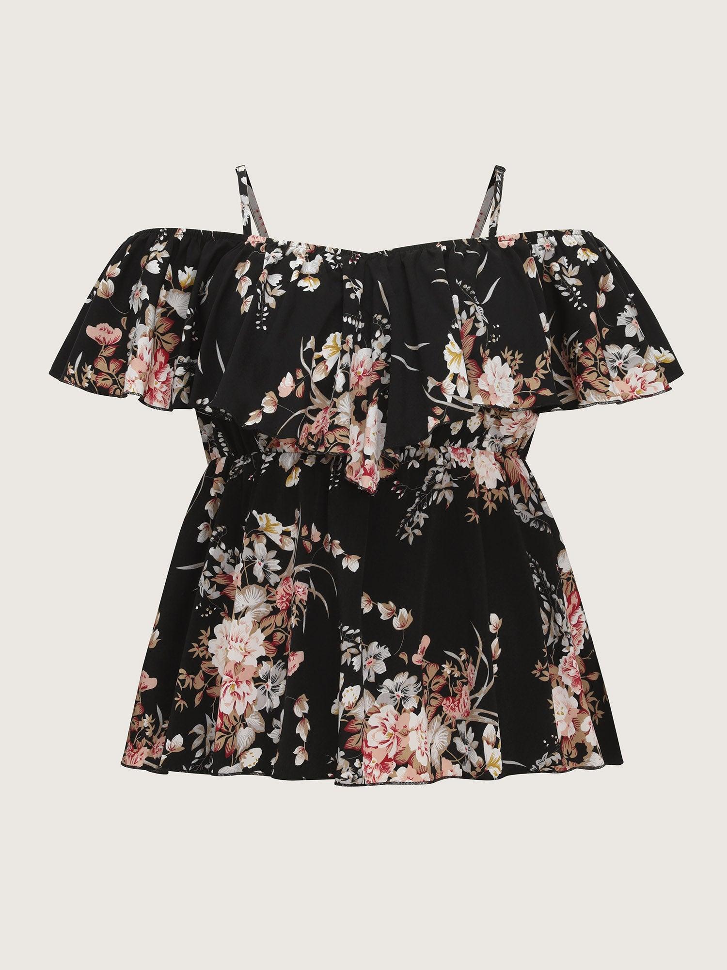 Large Floral Print Cold-Shoulder Blouse Female Product Image