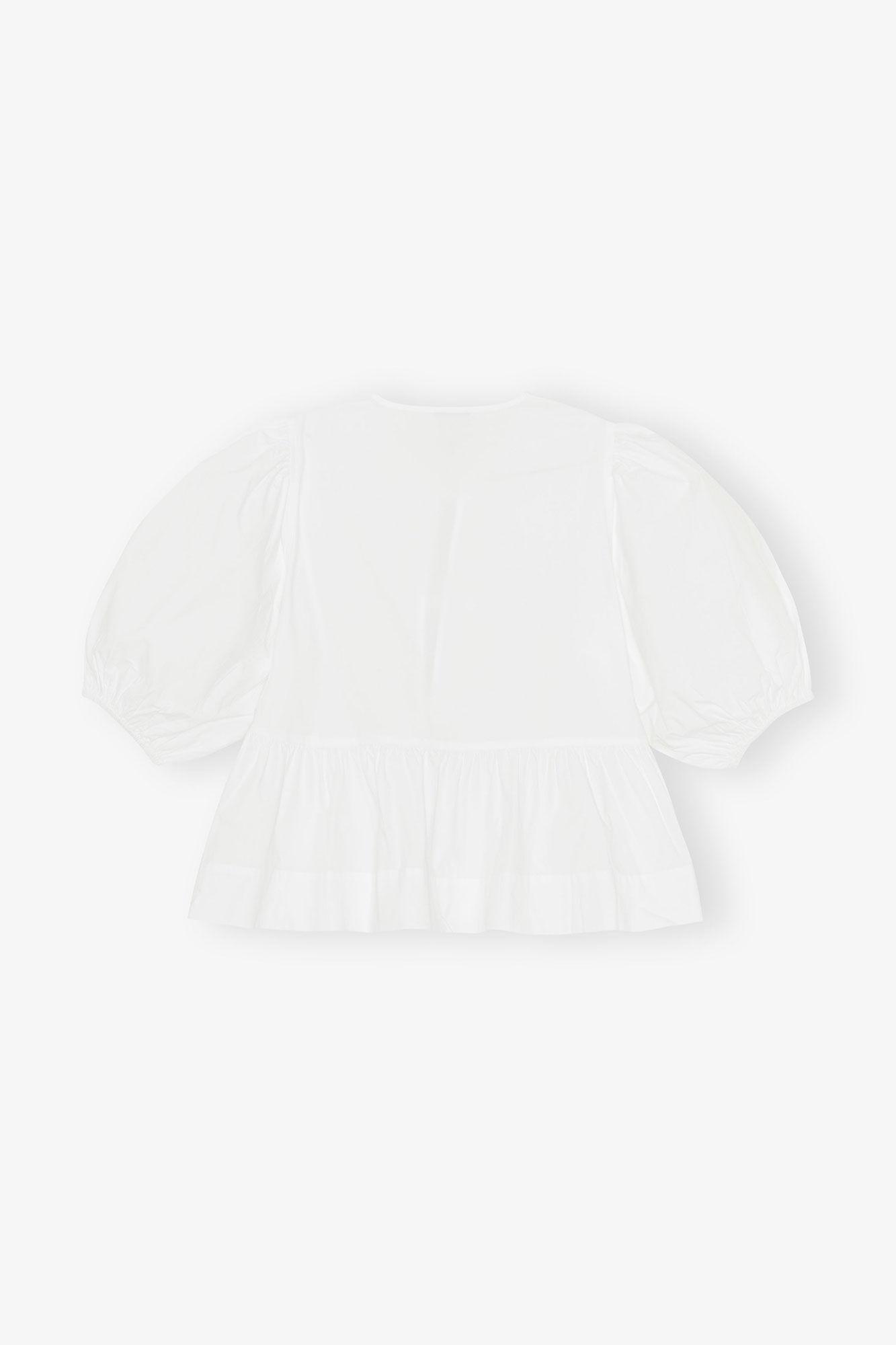 Cotton Poplin Peplum Tie Blouse Product Image