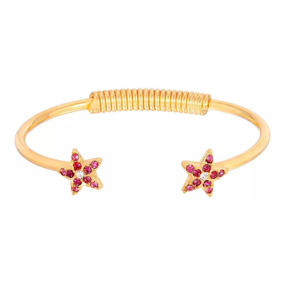 1928 Gold Tone Simulated Crystal Star Spring Bracelet, Womens, Gold Tone Blue Product Image
