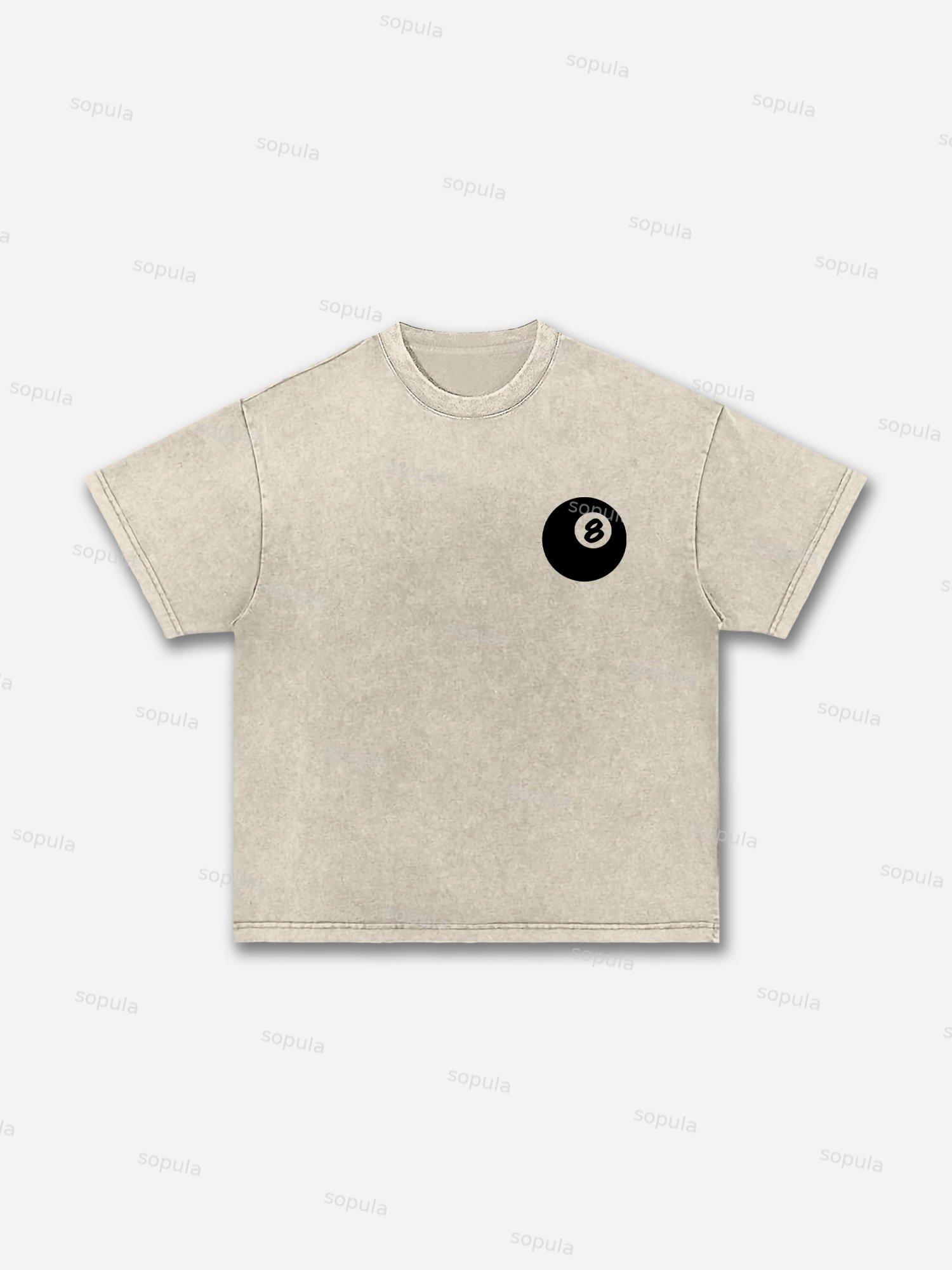 Vintage Black 8 Print Graphic Acid Wash T-shirt Product Image