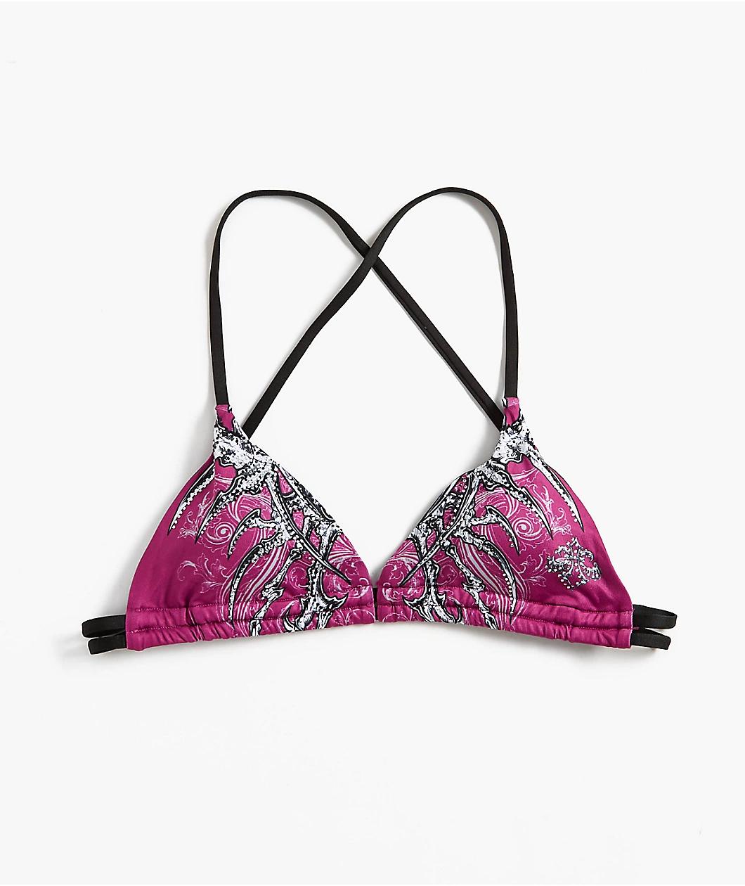 Affliction Vertibrate Deep Purple Triangle Bikini Top Product Image