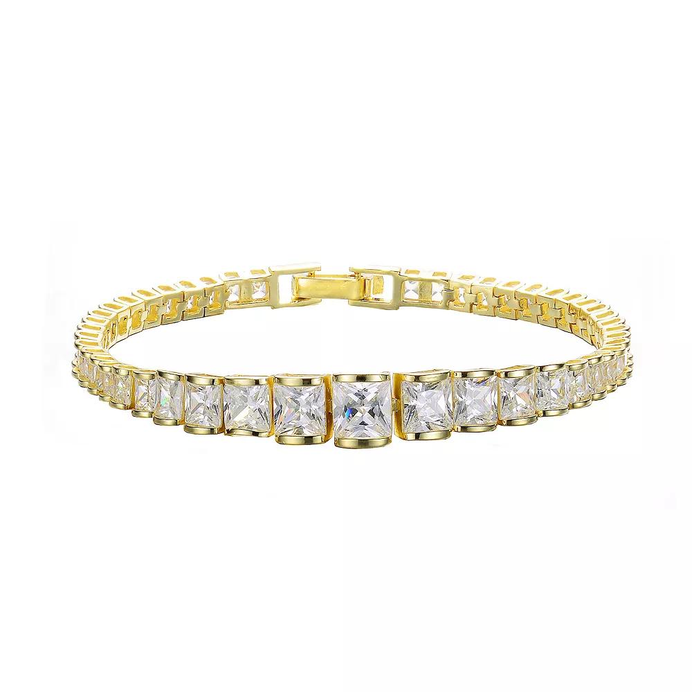 14k Gold Over Sterling Silver Cubic Zirconia Tennis Bracelet, Womens Gold Tone Product Image