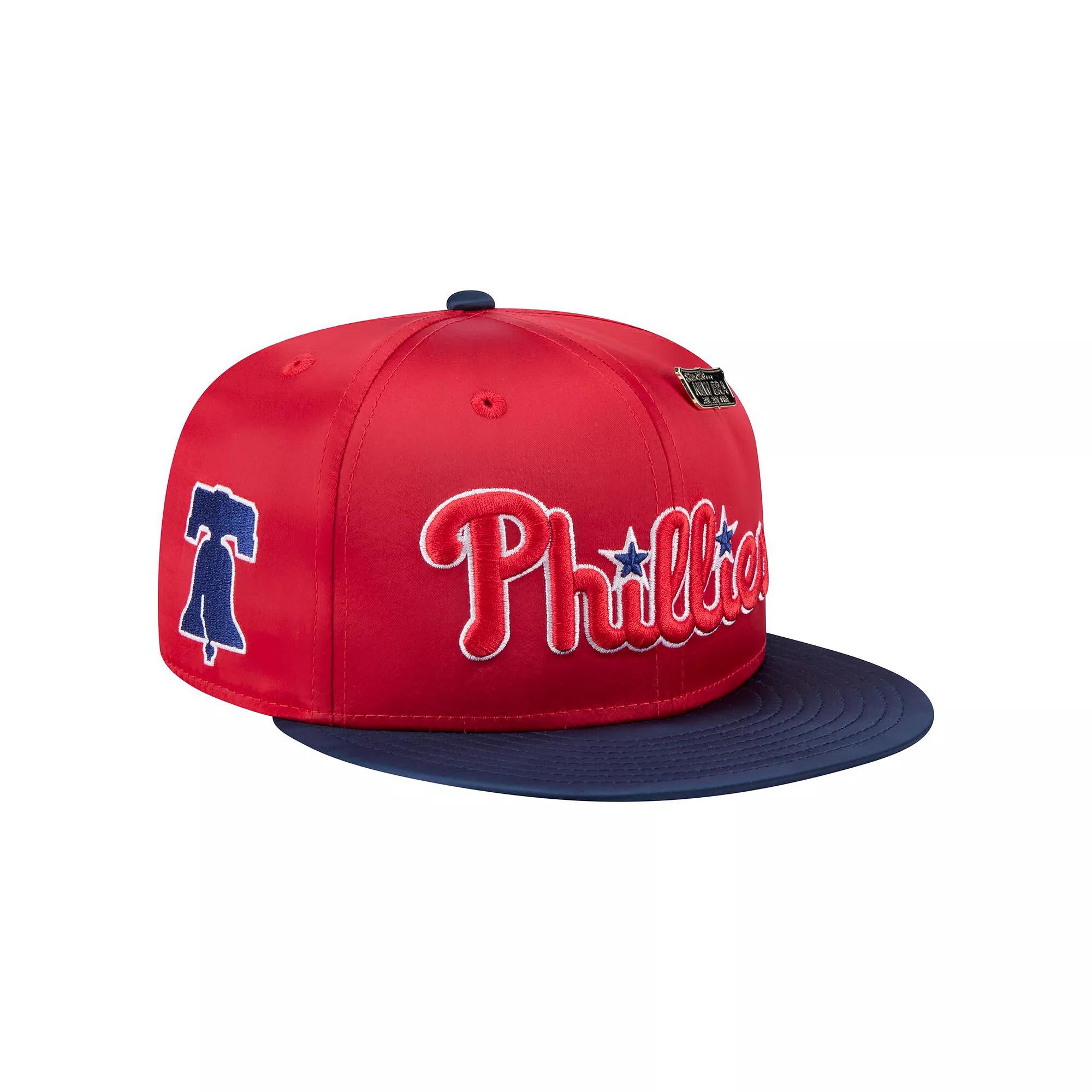 Men's New Era Red/Navy Philadelphia Phillies Satin 59FIFTY Fitted Hat,  Product Image