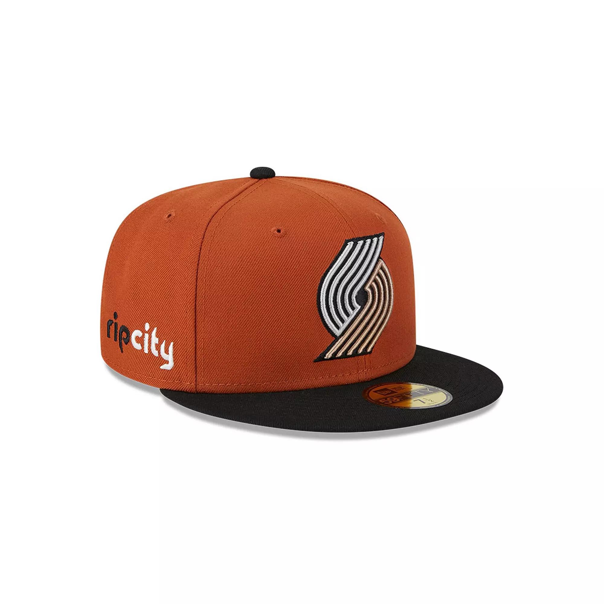 Men's New Era Rust/Black Portland Trail Blazers Two-Tone 59FIFTY Fitted Hat,  Product Image
