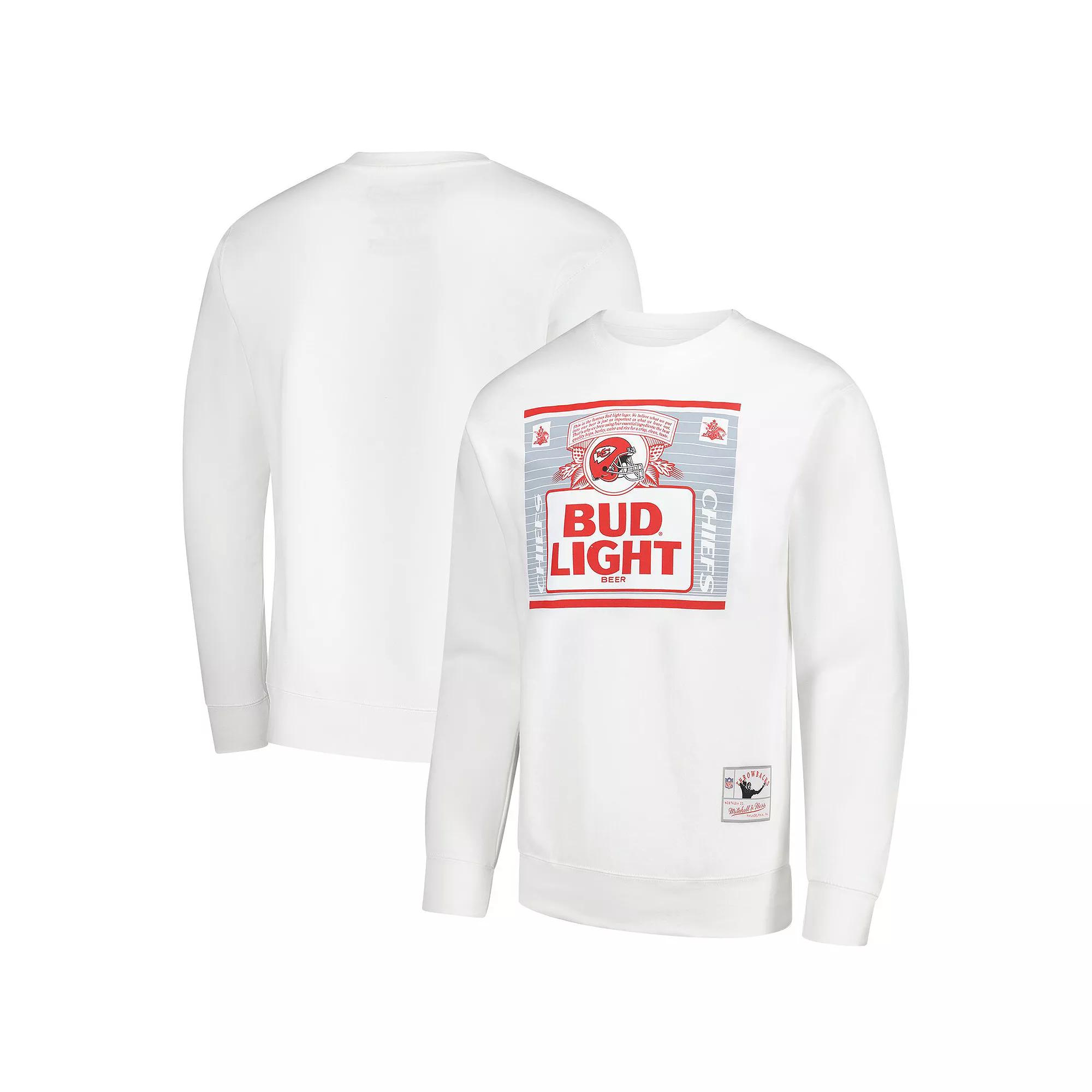 Men's Mitchell & Ness White Kansas City Chiefs NFL x Bud Light The Crest Pullover Sweatshirt, Size: 2XL Product Image