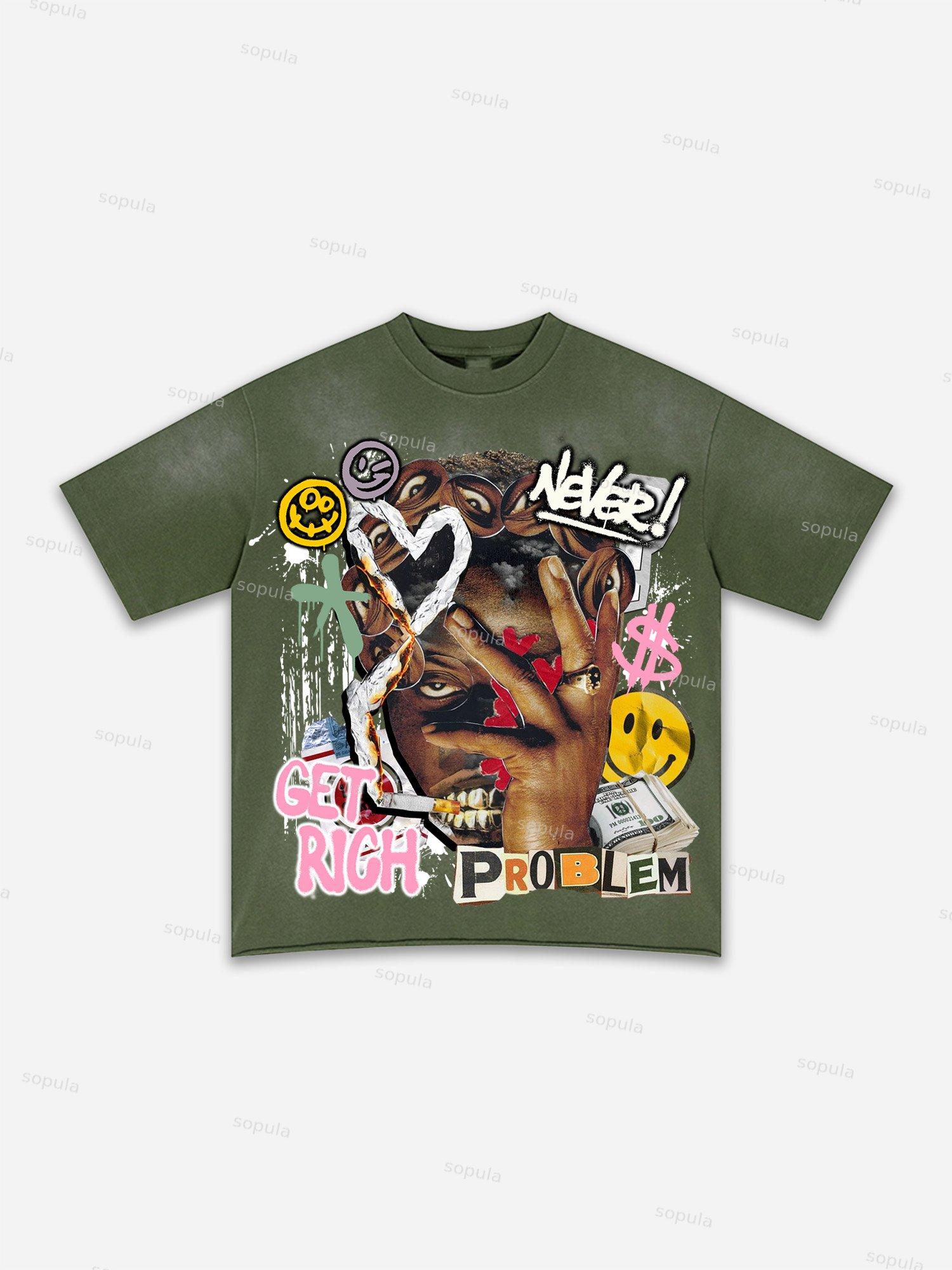 Richer Than My Opps Abstract Graphic Washed T-shirt Product Image