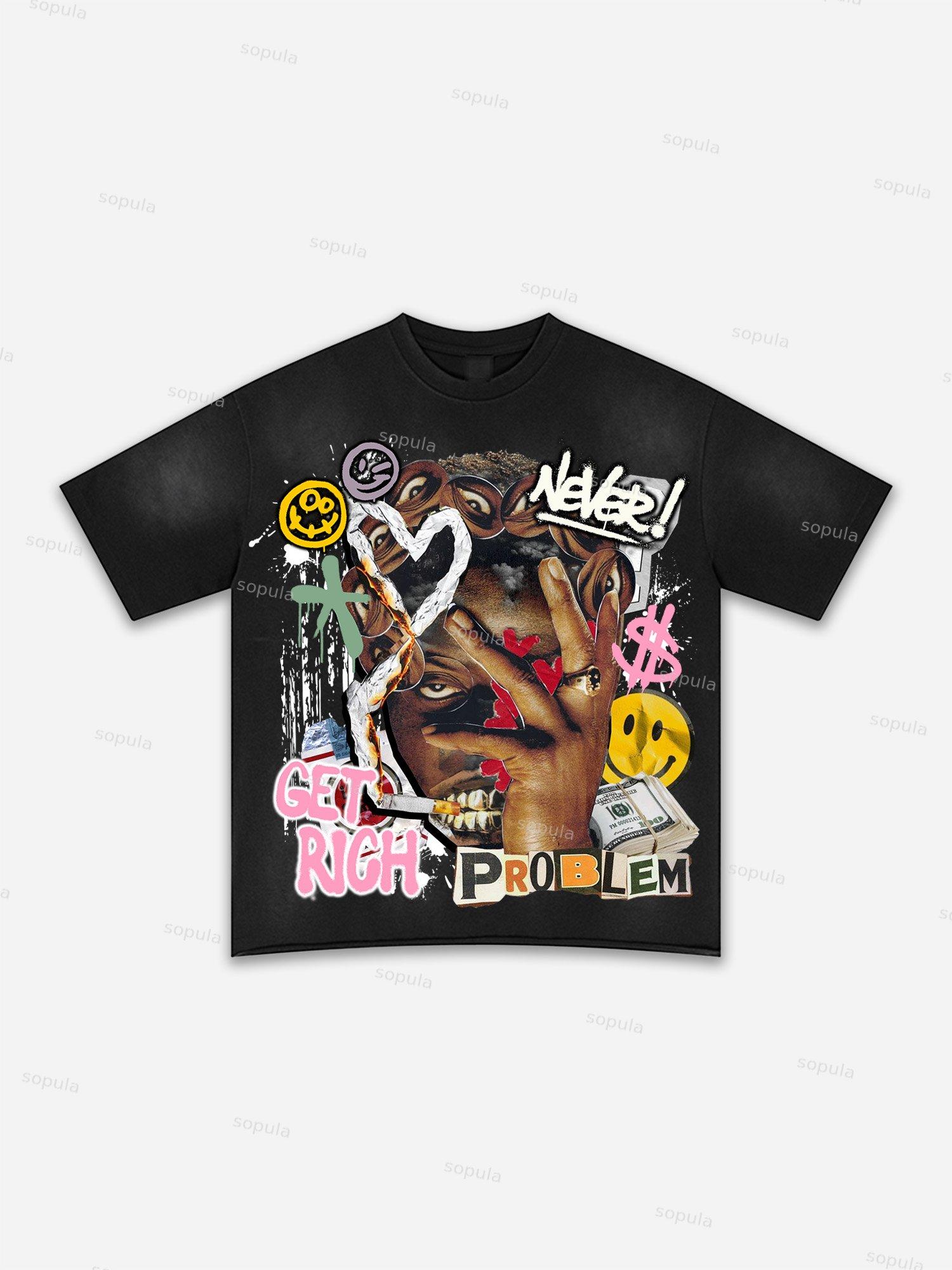 Street Goals Lip Braces Make Vintage Printed Graphic Washed T-shirt Product Image