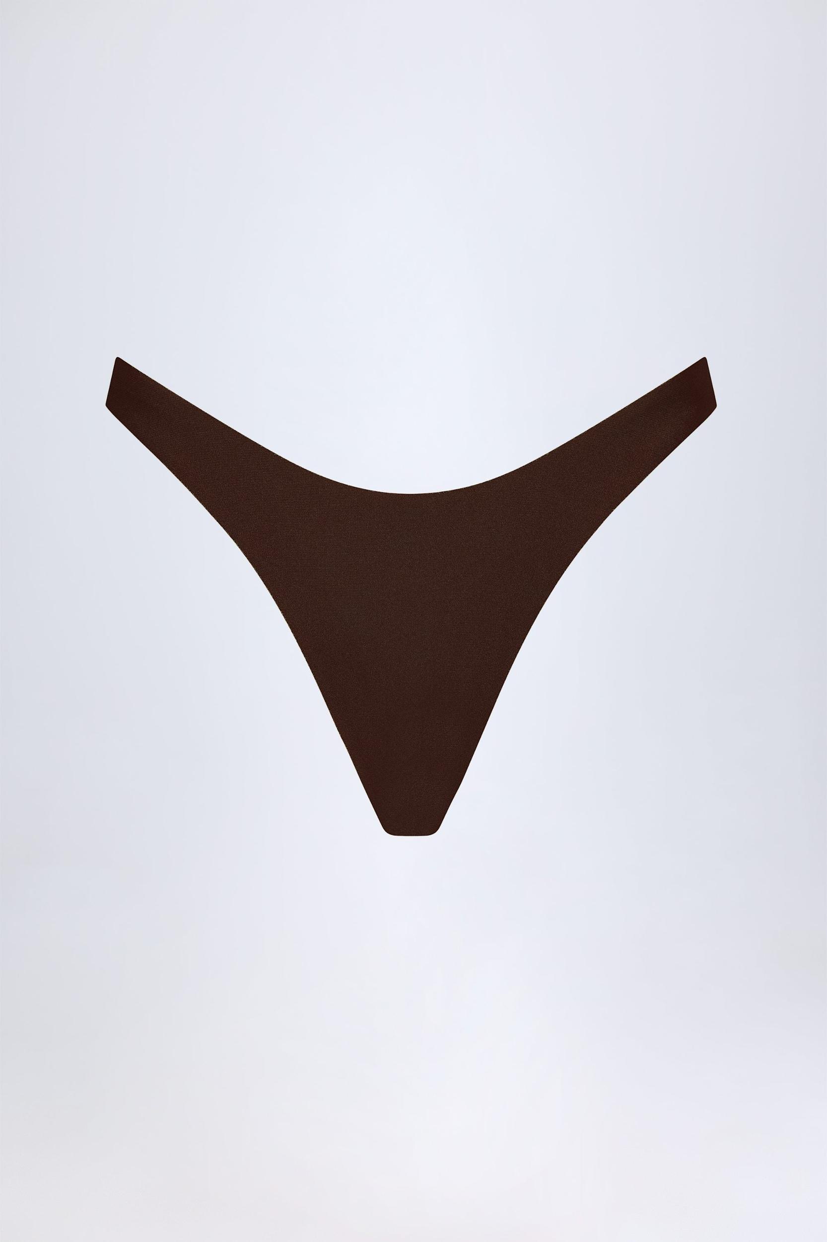 High-Leg Cheeky Bikini Bottoms in Dark Chocolate Product Image