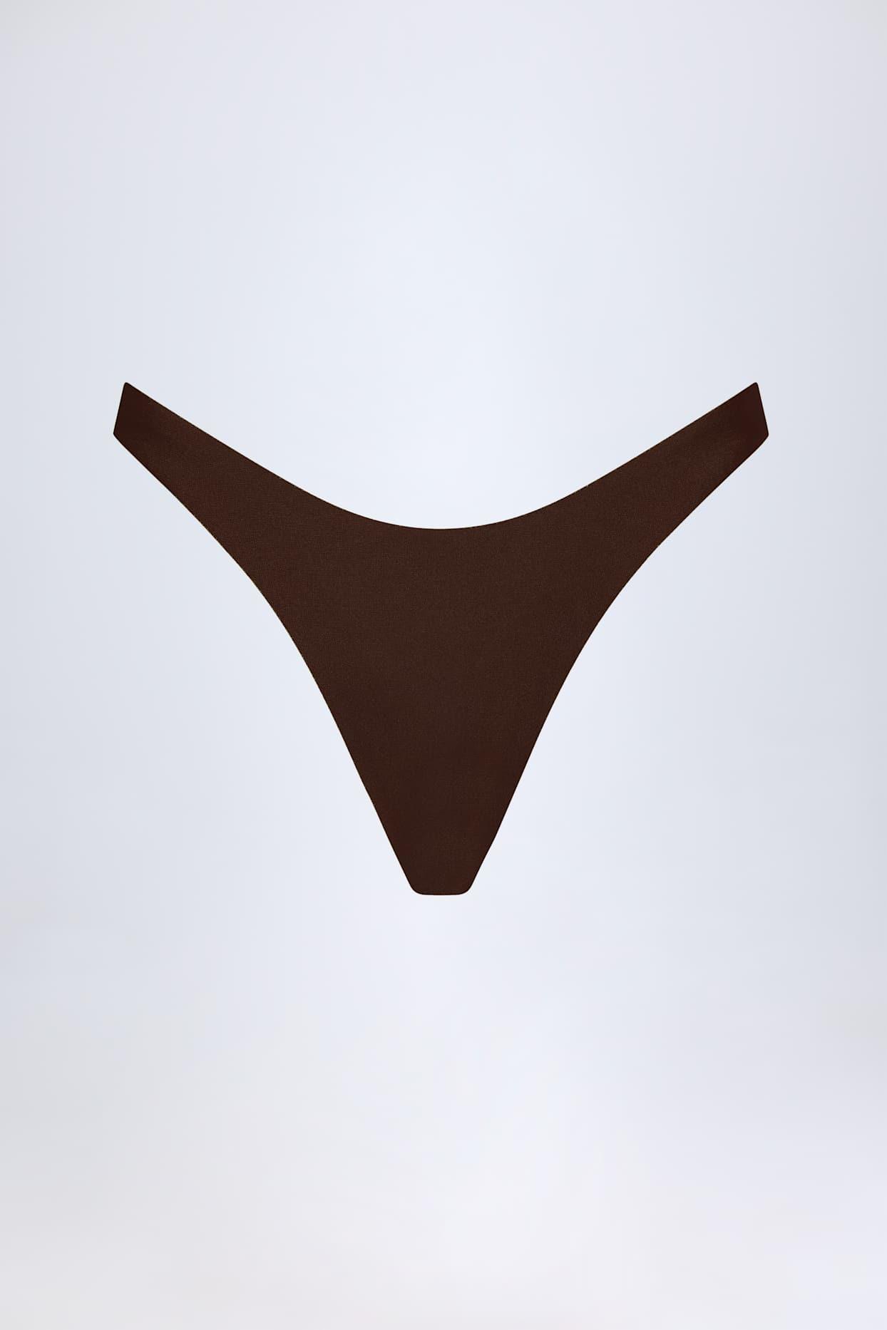 High-Leg Cheeky Bikini Bottoms in Dark Chocolate Product Image