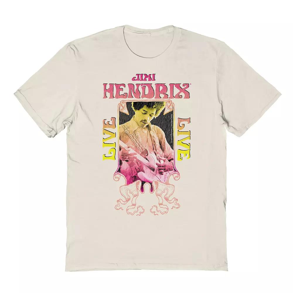 Men's Jimi Hendrix Gradient Graphic Tee, Size: XL, Natural Product Image
