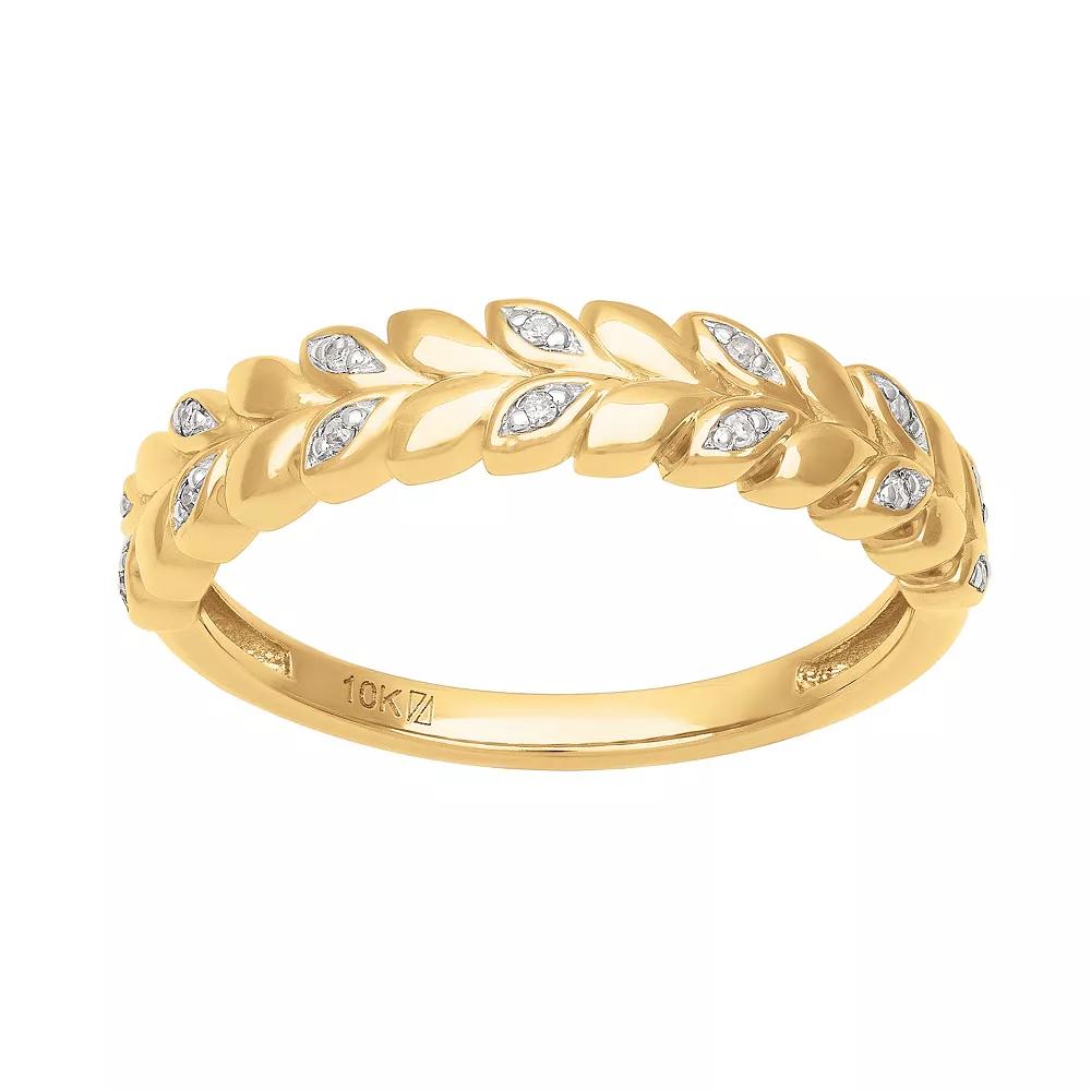 Love Always 10k Gold Diamond Accent Leaf Anniversary Ring, Women's, Size: 8 Product Image