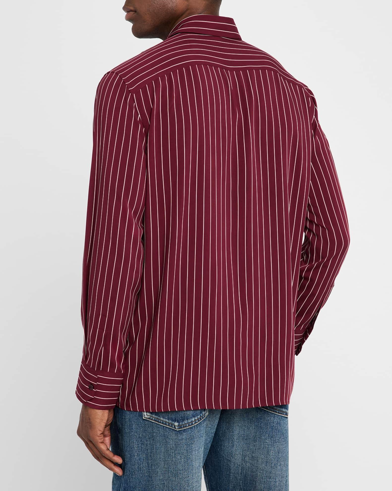Men's Vertical Stripe Silk Sport Shirt Product Image