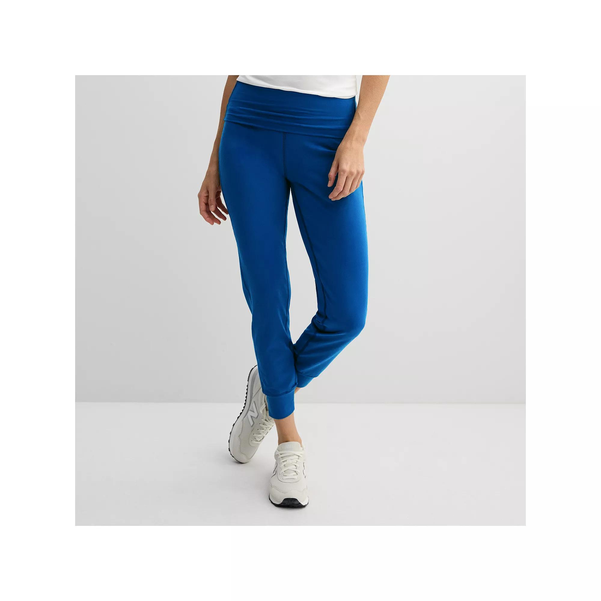 Women's Tek Gear® Essential Soft Fold Over Jogger Pants, Size: Large, Blue Crayon Product Image