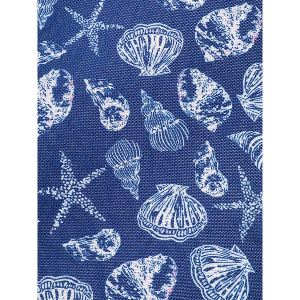 Plus Size Shell Print Mesh Adjustable Cross-Straps Swim Dress Women's Swimwear Cerulean Beach Bodycon Overlap Collar High stretch Curve Swim Dresses BloomChic 10/M Product Image