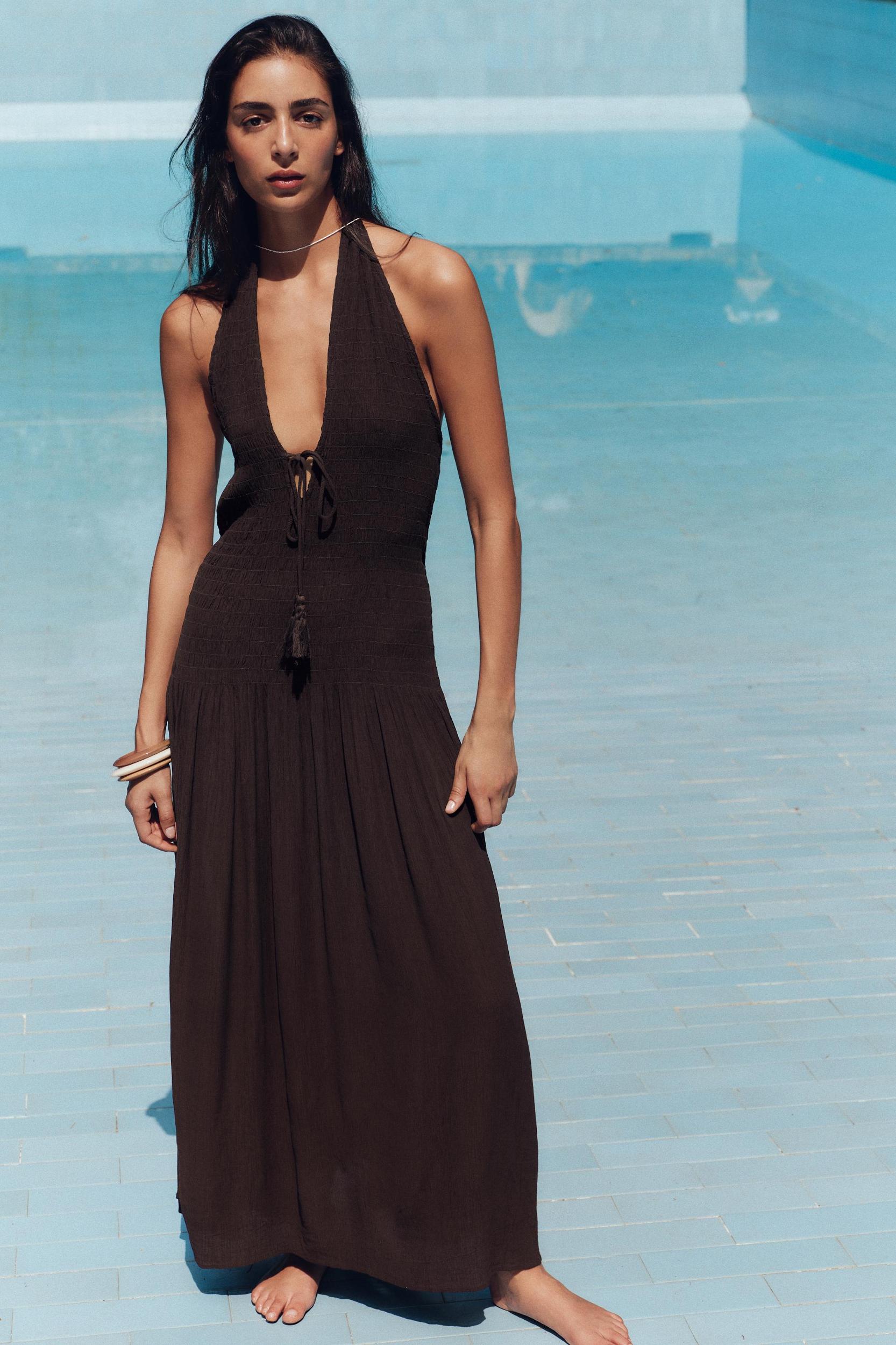 SMOCKED HALTER DRESS Product Image