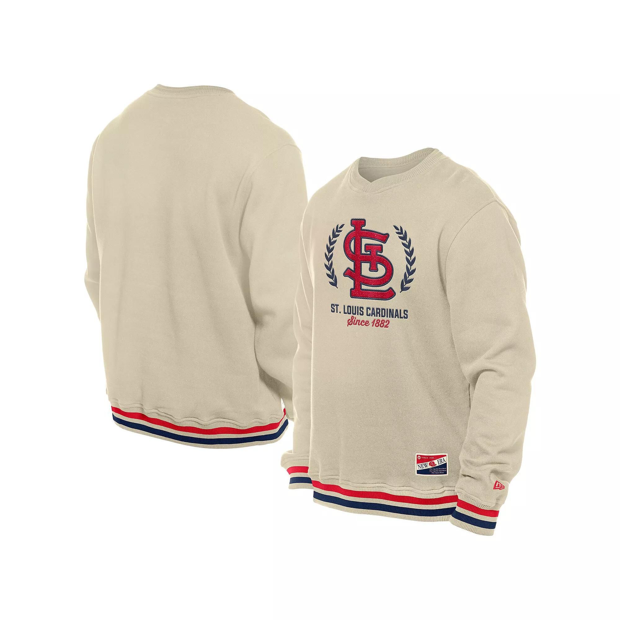 Men's New Era Cream St. Louis Cardinals Throwback Pullover Sweatshirt, Size: Large, Beige Product Image