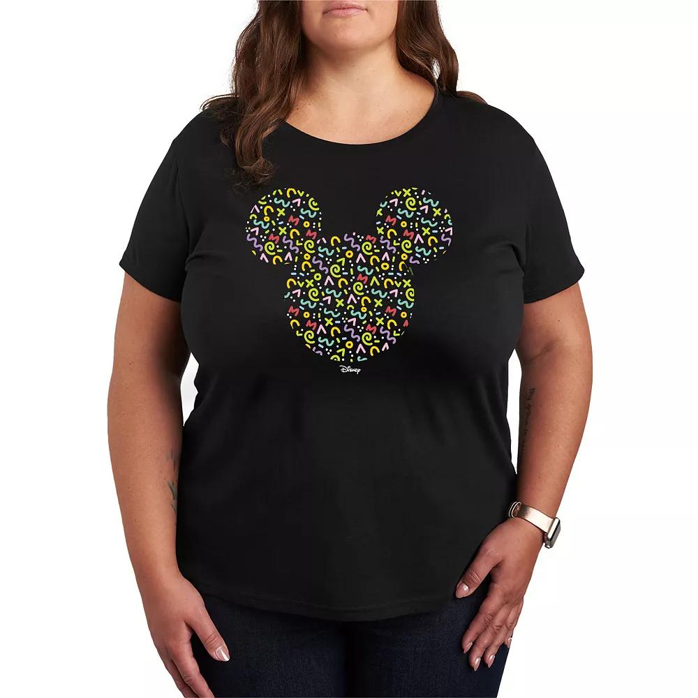 Disneys Mickey Mouse Plus Size Retro Outline Graphic Tee, Womens Product Image