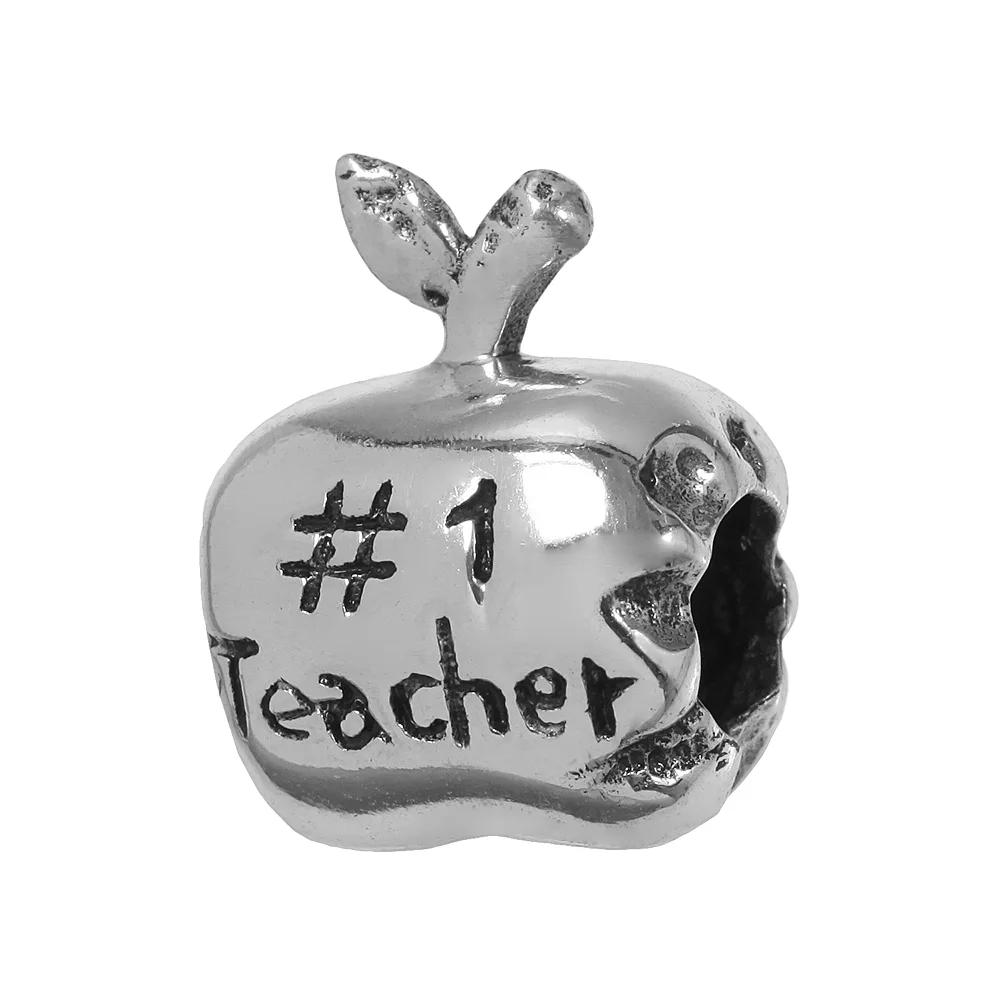 Individuality Beads Sterling Silver "#1 Teacher" Apple Bead, Women's Product Image