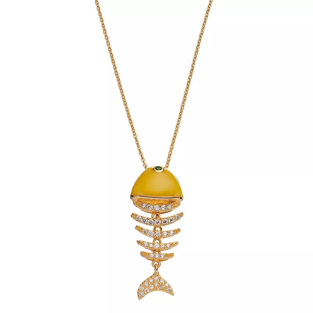 Sophie Miller 14k Gold Plated Cubic Zirconia & Simulated Emerald Fish Pendant, Women's,  Product Image