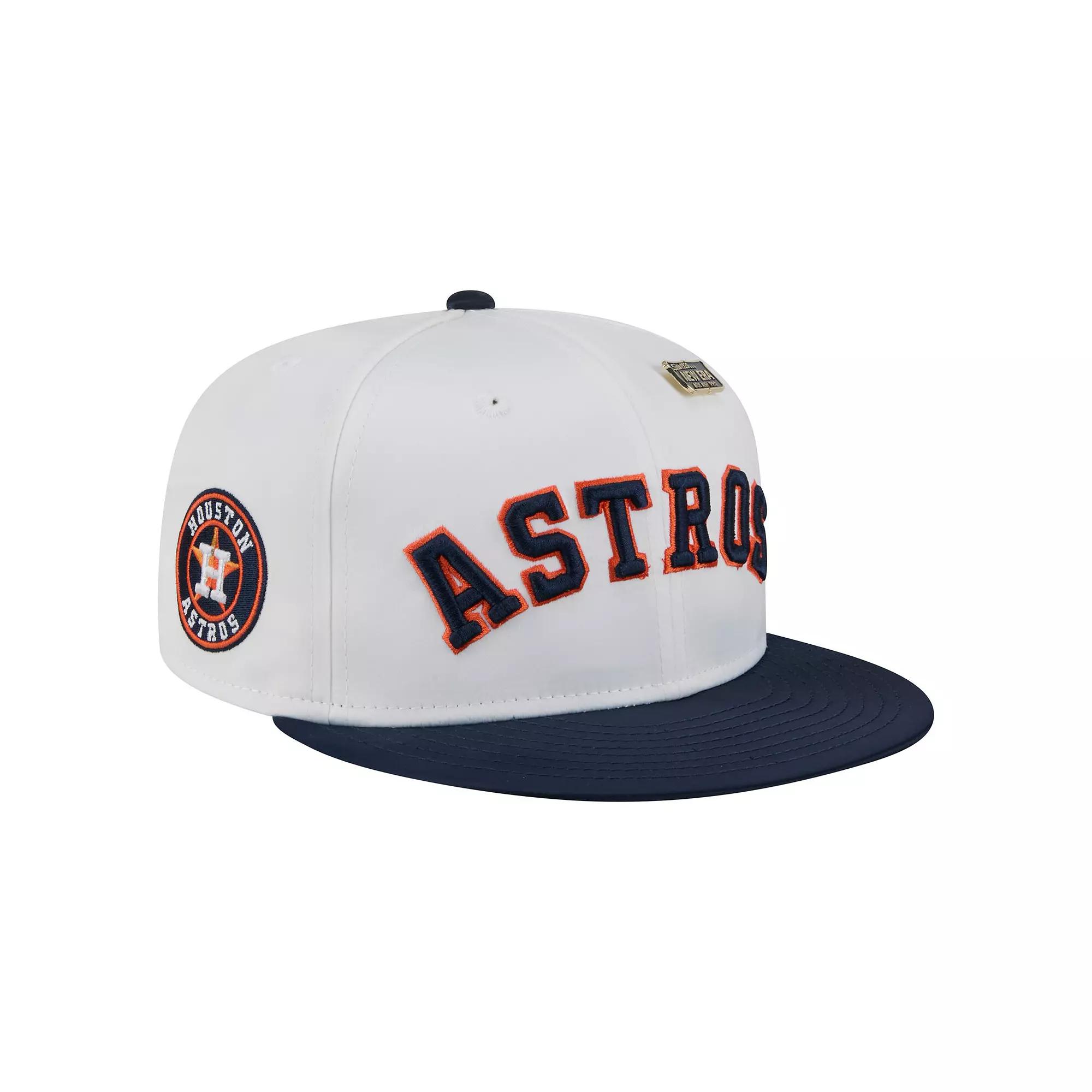 Men's New Era White/Navy Houston Astros Satin 59FIFTY Fitted Hat,  Product Image