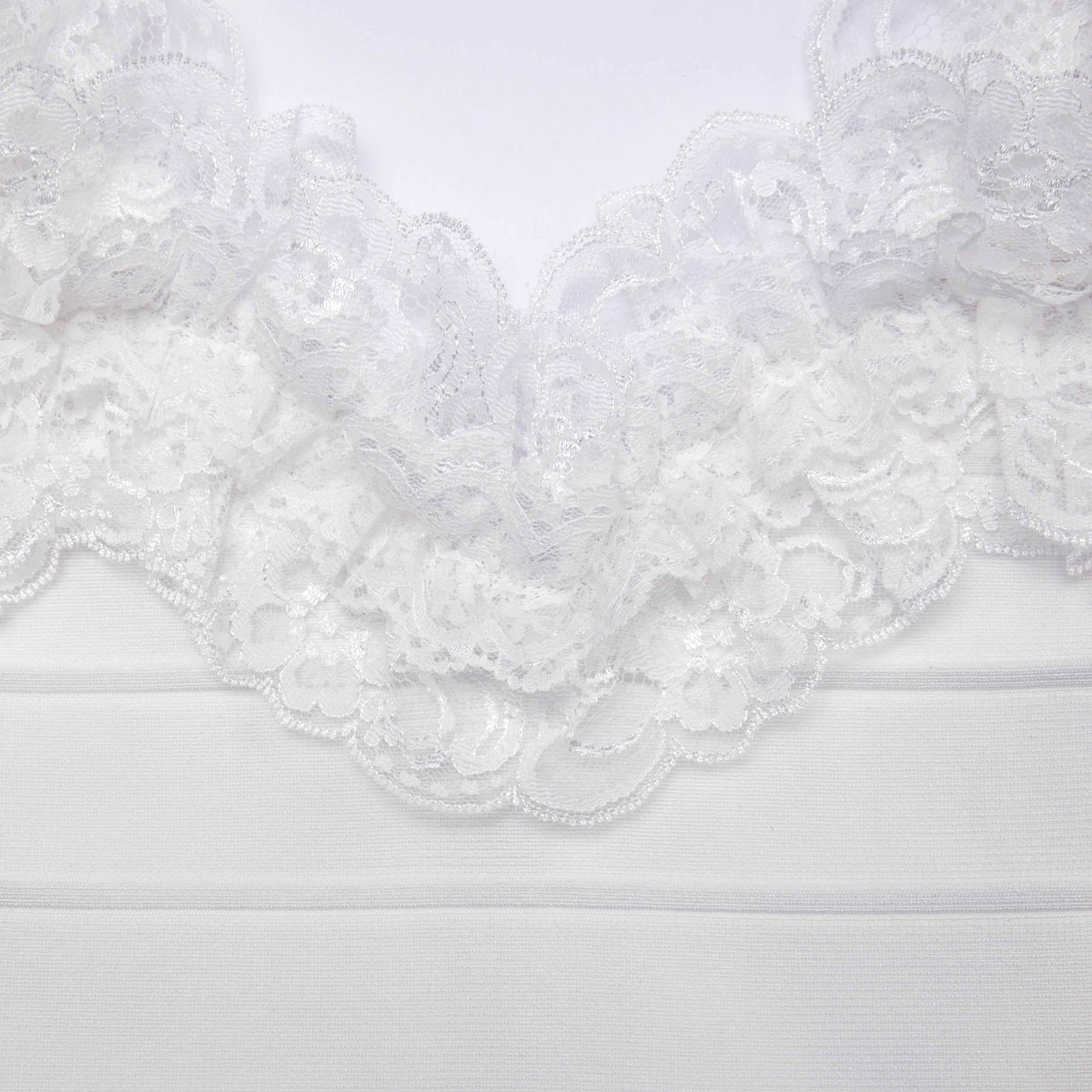 White Knit Ruffle Mini Dress Product Image