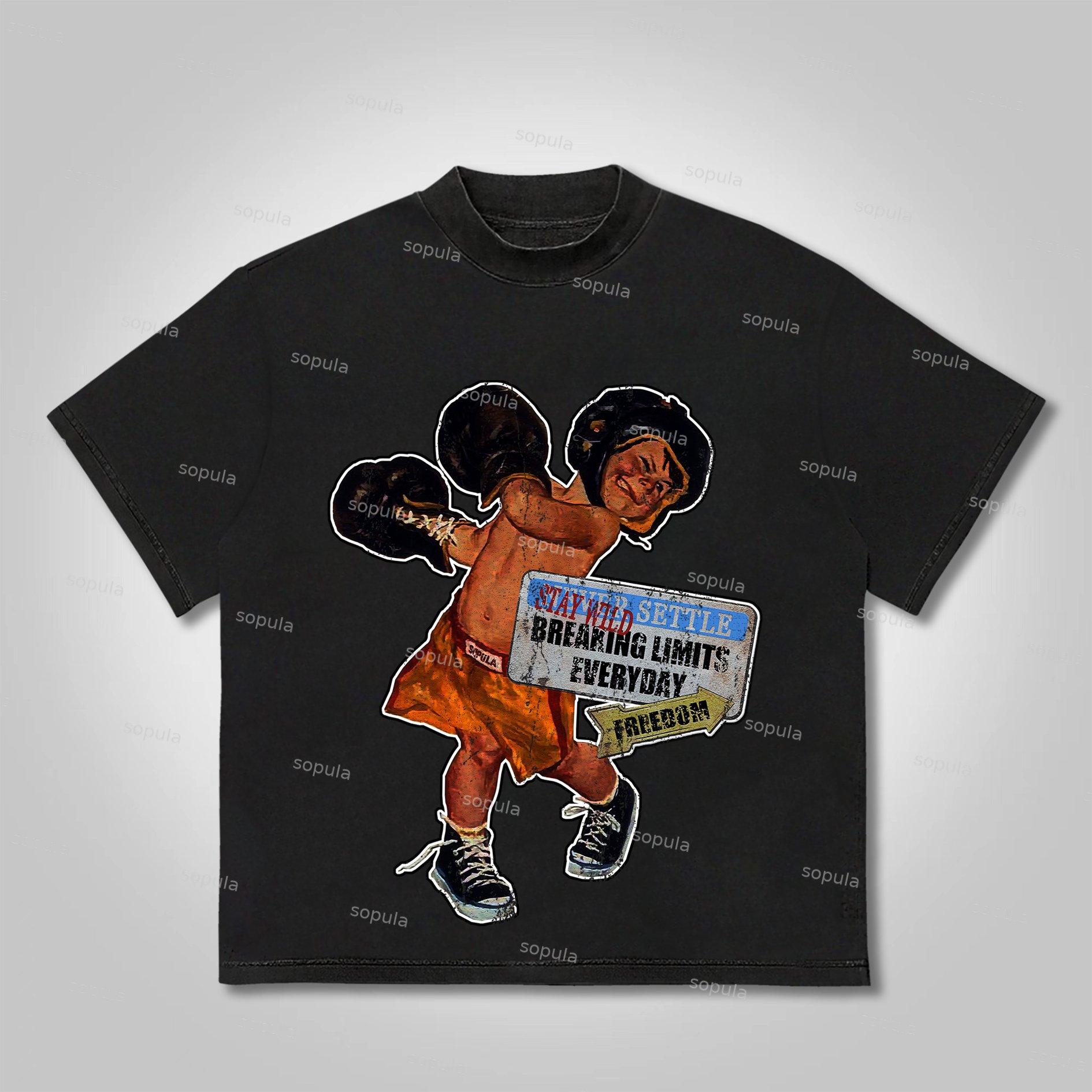 Sopula Boxer Graphic Freedom Print Cotton T-Shirt Product Image