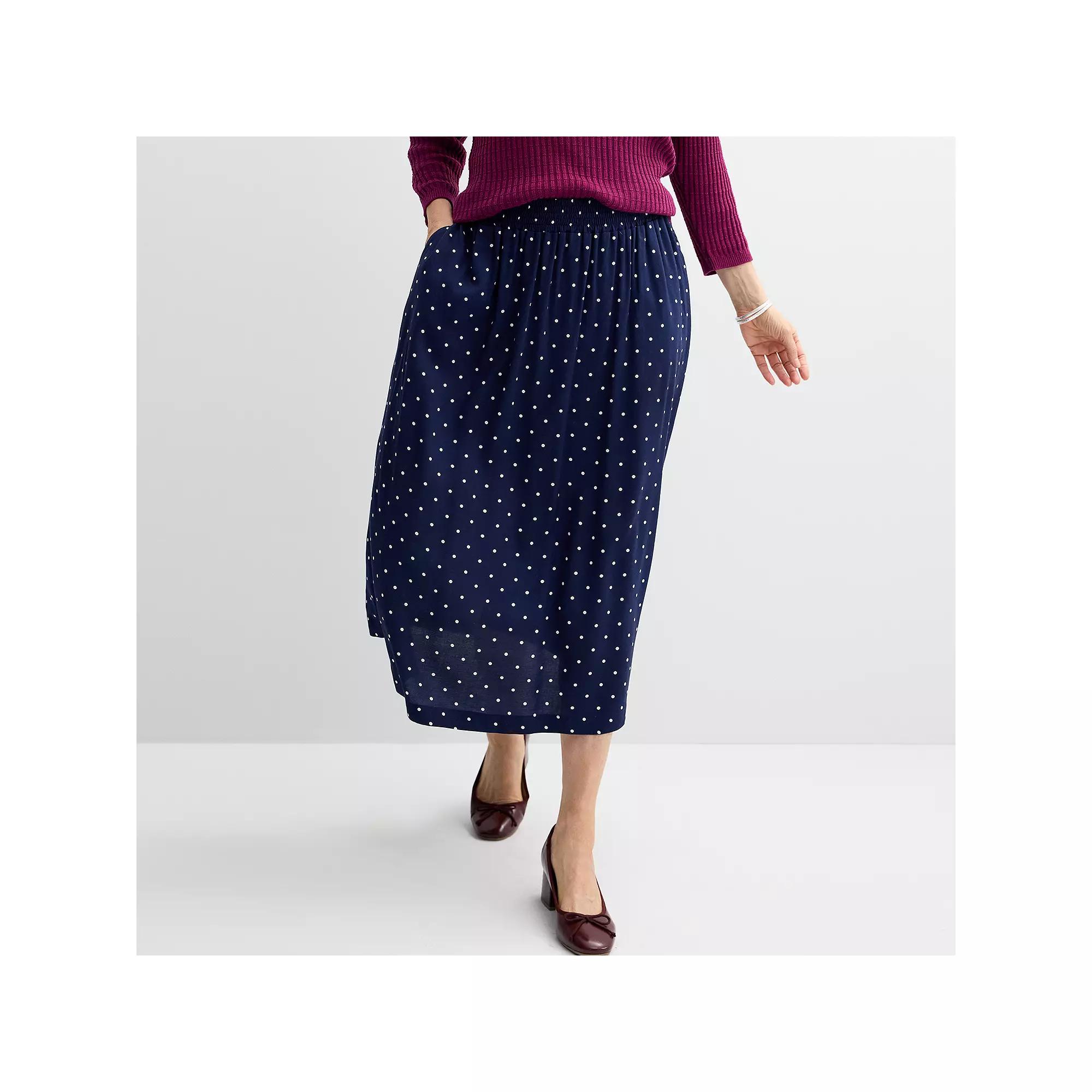 Women's Croft & Barrow® Elastic Waist Midi Skirt, Size: XS, Blue Classic Product Image