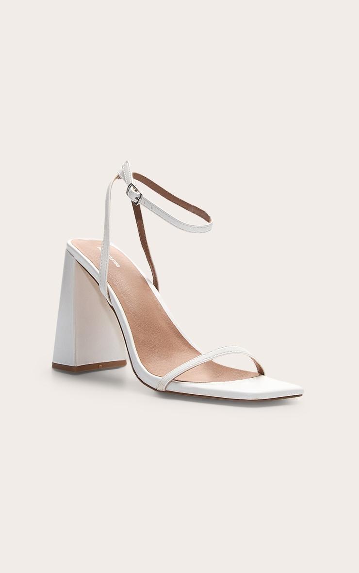 White Square Toe High Block Heeled Sandals Product Image