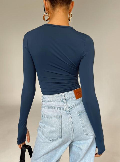 Farro Long Sleeve Top Navy Product Image