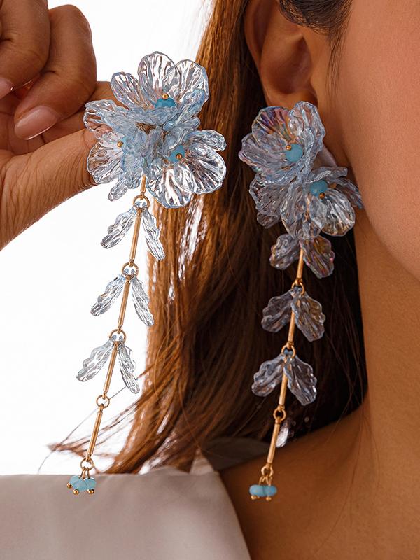 Beaded Flower Shape Earrings Accessories Product Image