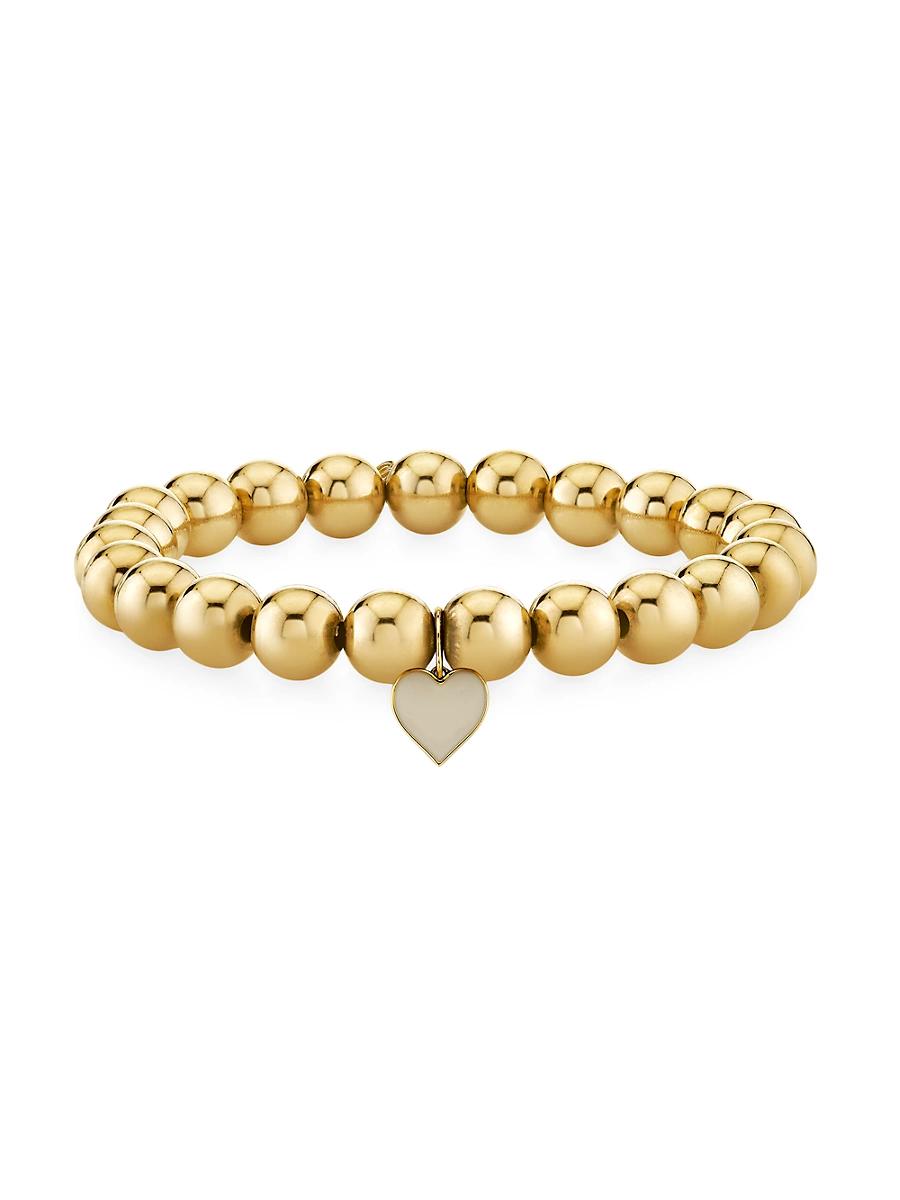 Womens 14K Yellow Gold & Enamel Beaded Stretch Bracelet Product Image