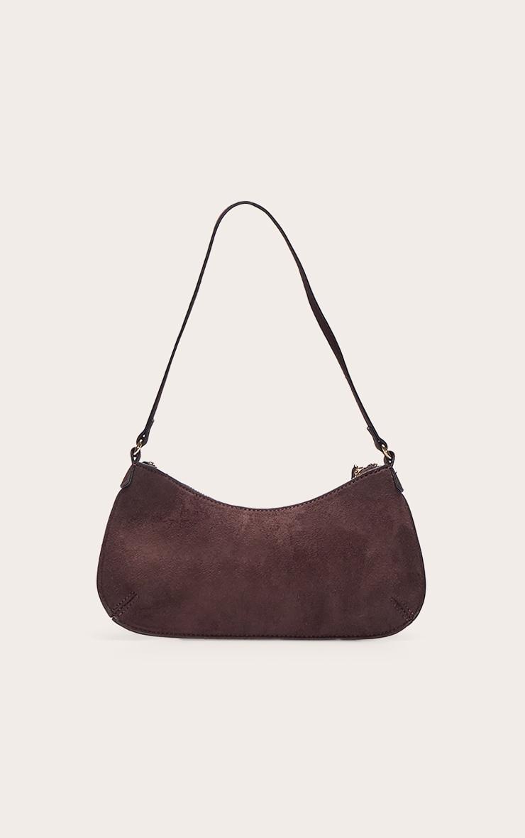 Chocolate Faux Suede Baguette Shoulder Bag Product Image