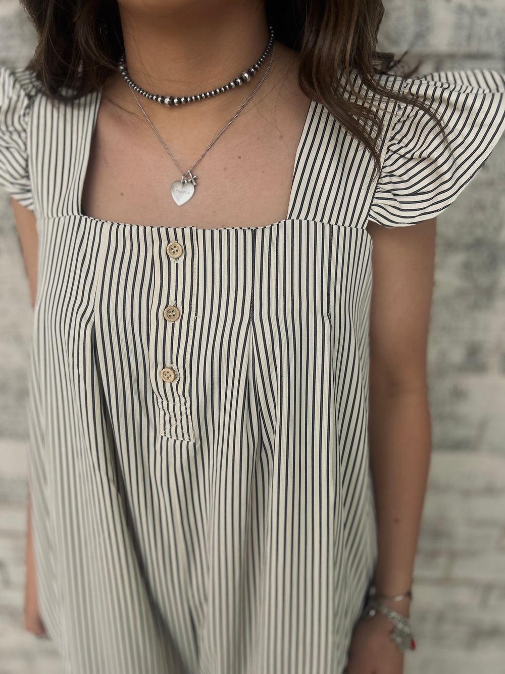 Oatmeal Pinstripe Jumpsuit Product Image