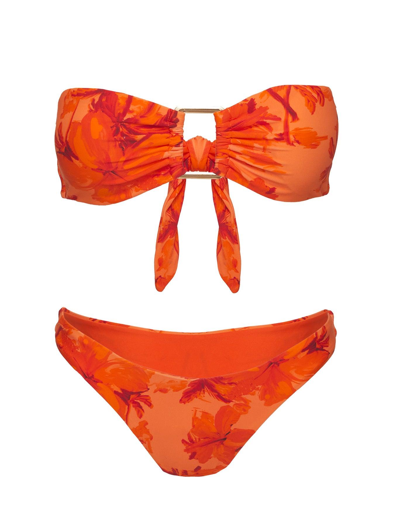 Calbira Bandeau Bikini Top Orange Floral Product Image