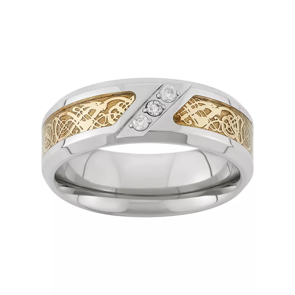 1/10 Carat T.W. Two Tone Stainless Steel Wedding Band - Men, Mens Product Image