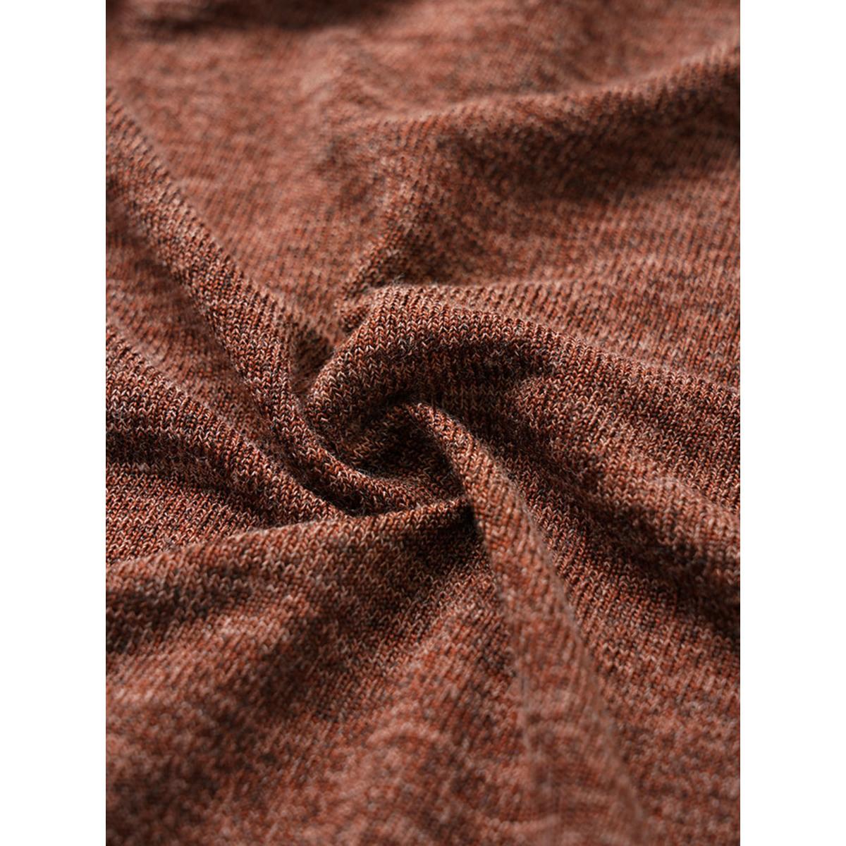 Plus Size Solid Belted Elastic Cuffs Jacquard Dress Rust Women Casual Elastic cuffs Round Neck Long Sleeve Curvy Midi Dress BloomChic 10/M Product Image