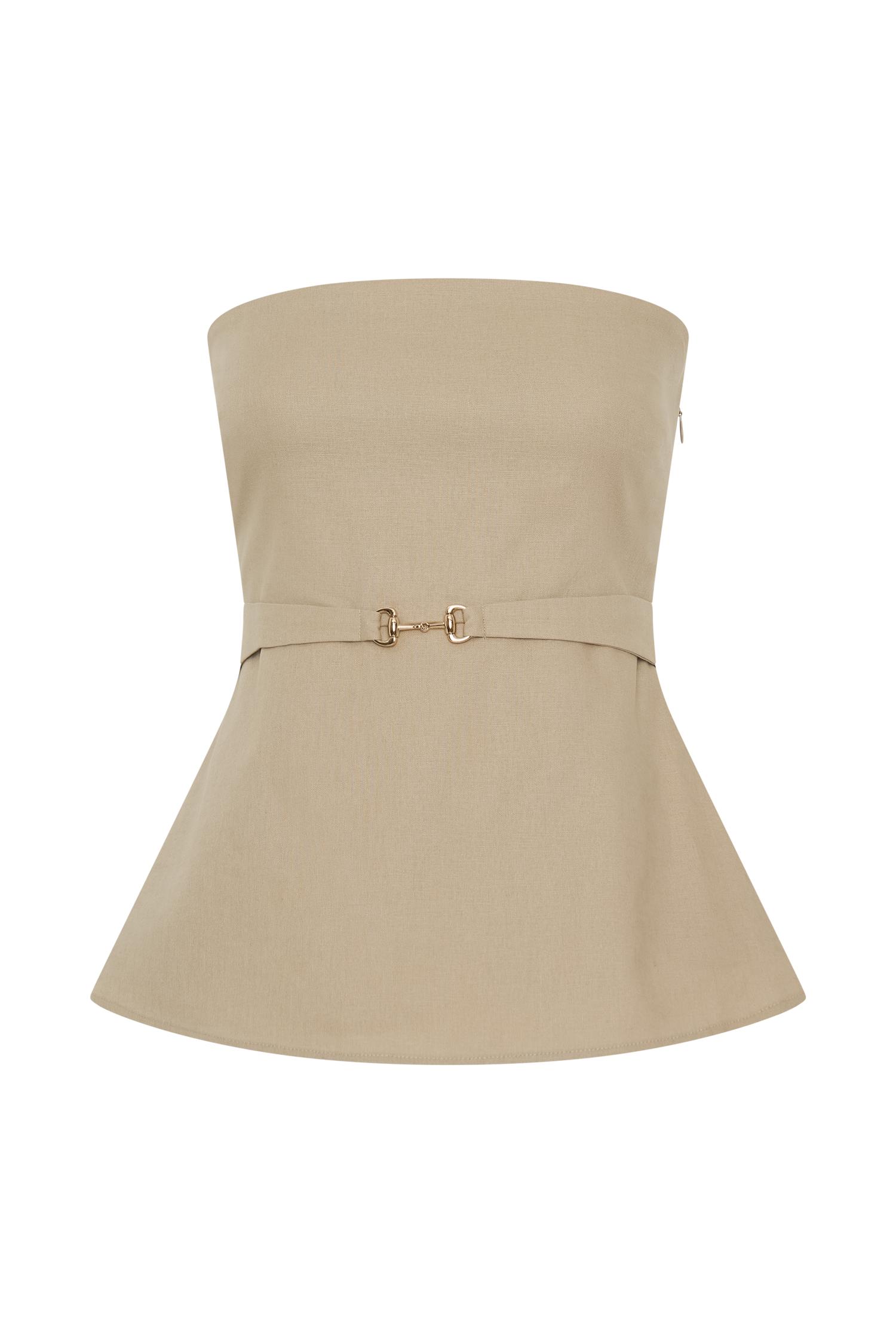 Dora Strapless Linen Top - Natural Product Image
