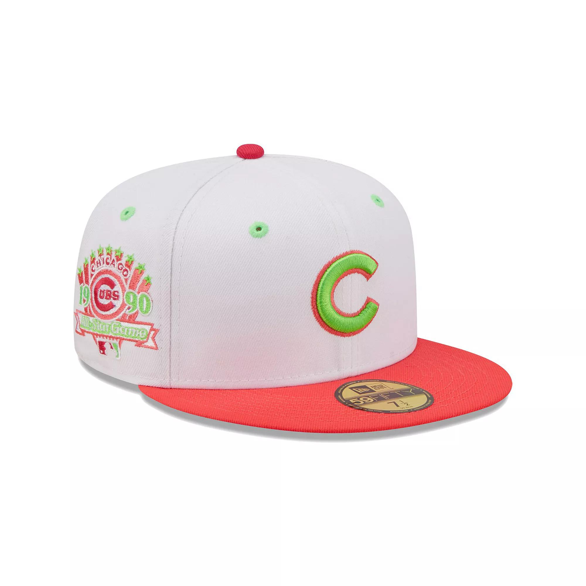 Men's New Era White/Coral Chicago Cubs 1990 MLB All-Star Game Strawberry Lolli 59FIFTY Fitted Hat,  Product Image