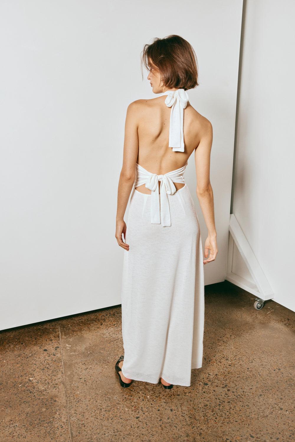 When In Italy Halter Midi Dress White Product Image