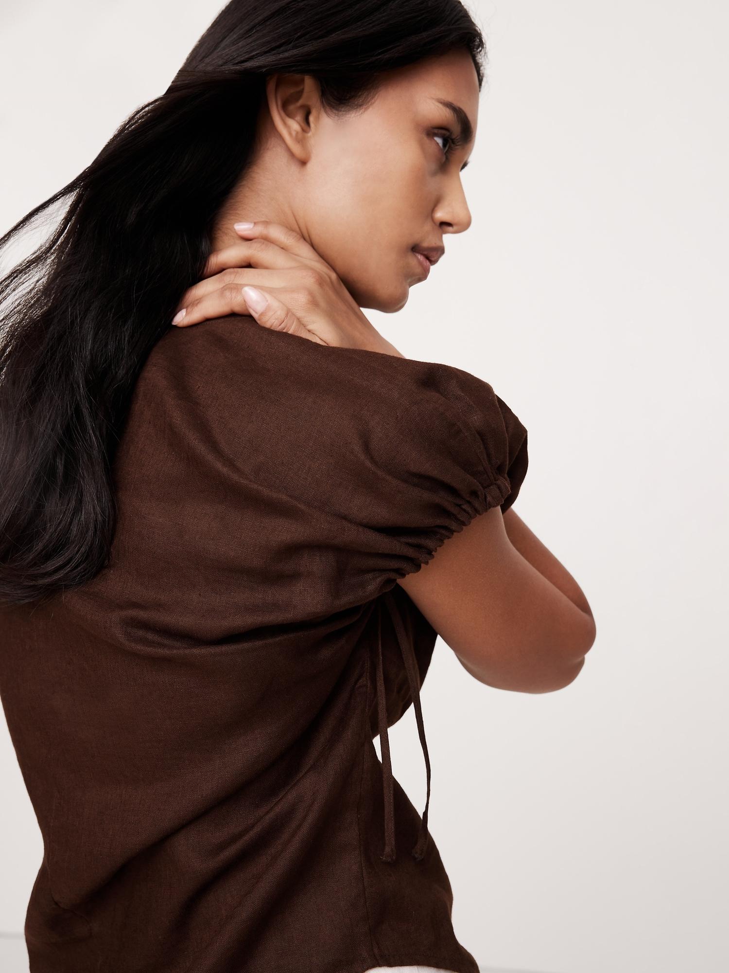 Oversized Linen Cinch Top Product Image